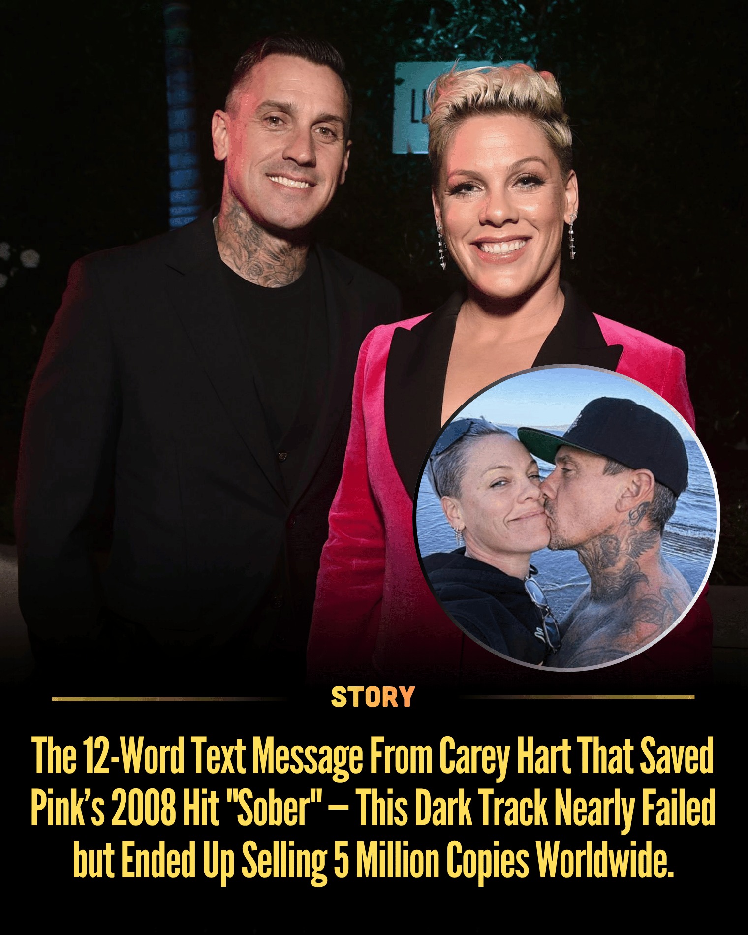 The 12-Word Text Message From Carey Hart That Saved Pink’s 2008 Hit “Sober” — This Dark Track Nearly Failed but Ended Up Selling 5 Million Copies Worldwide.