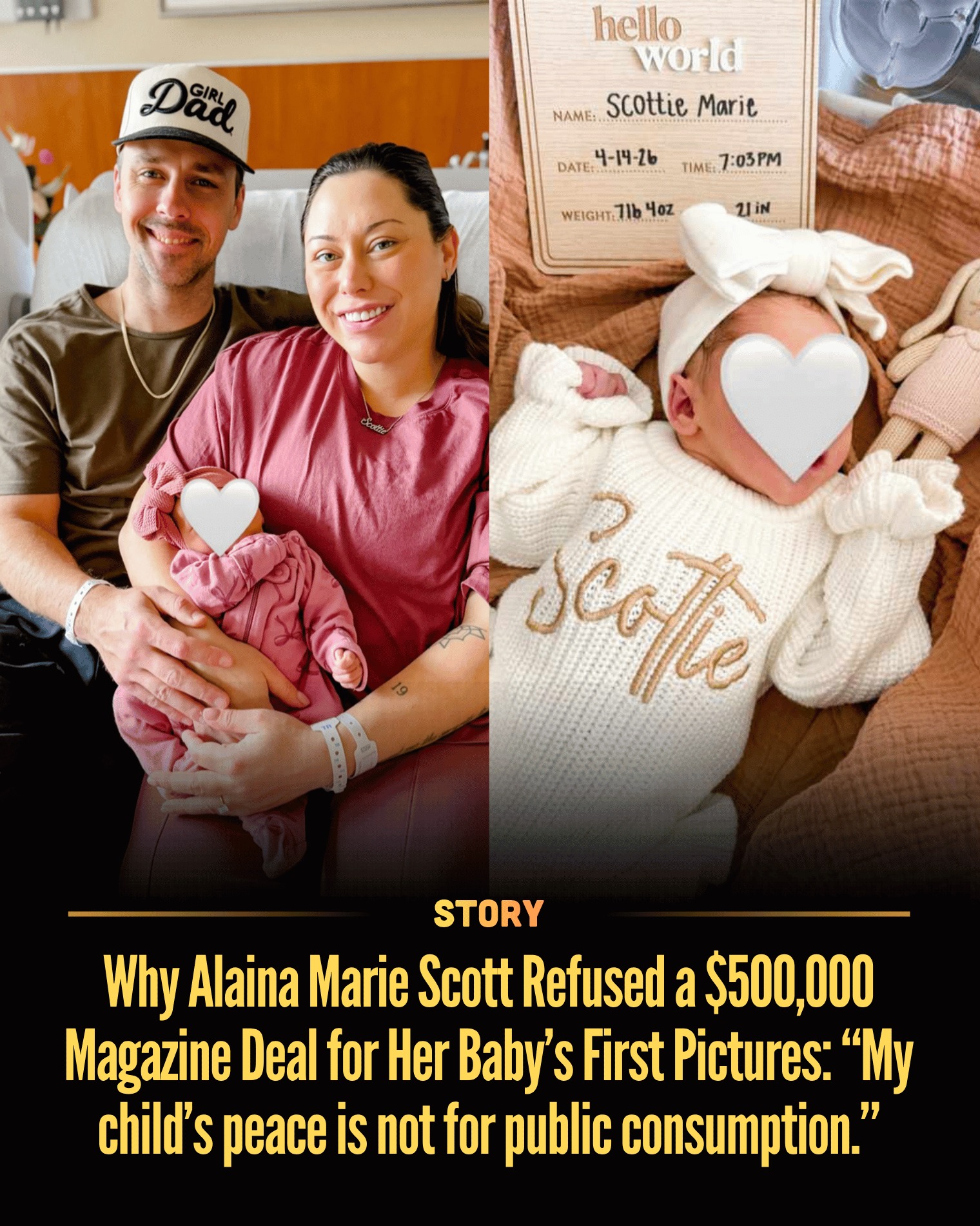 Why Alaina Marie Scott Refused a $500,000 Magazine Deal for Her Baby’s First Pictures: “My child’s peace is not for public consumption.”