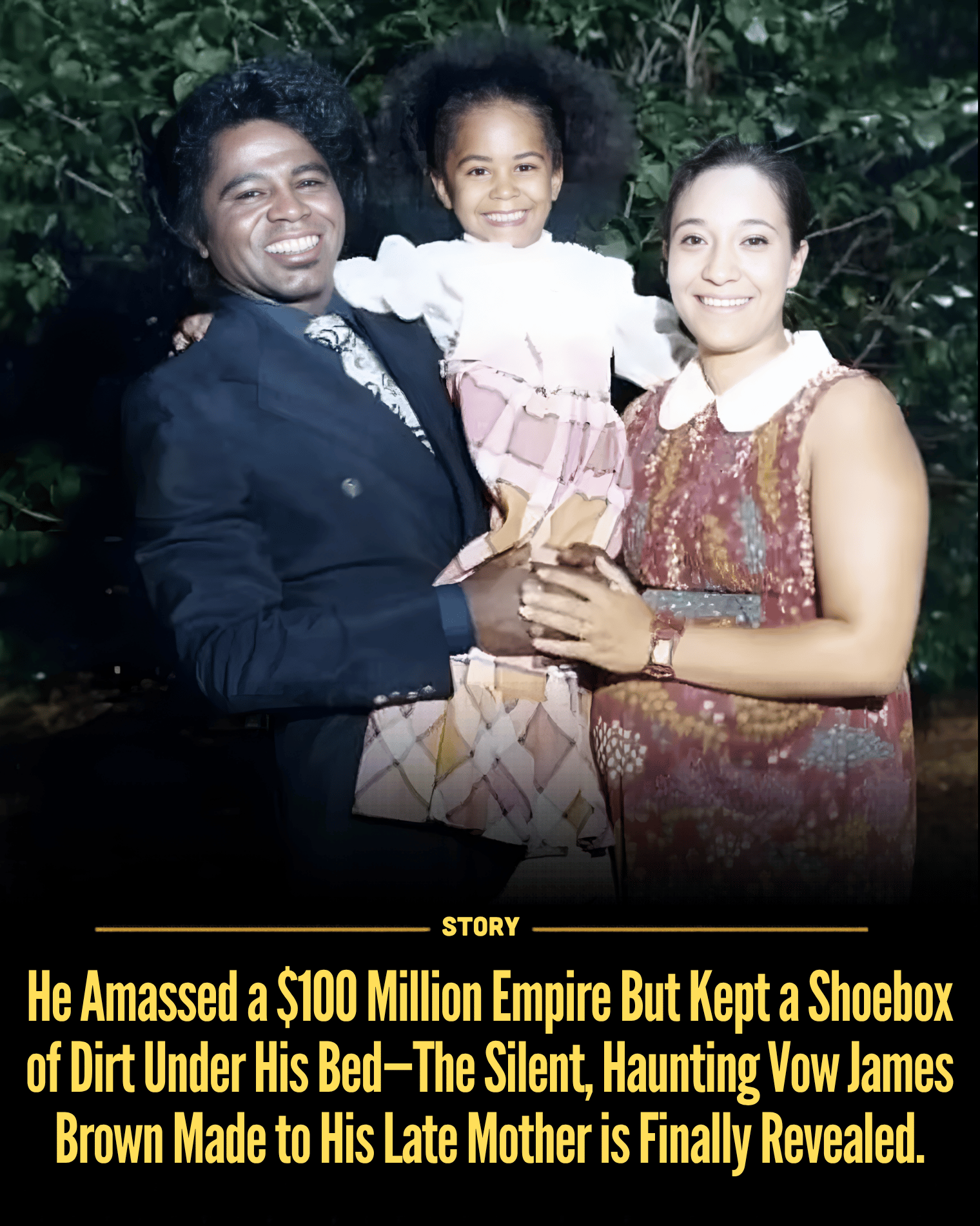 He Amassed a $100 Million Empire But Kept a Shoebox of Dirt Under His Bed—The Silent, Haunting Vow James Brown Made to His Late Mother is Finally Revealed.