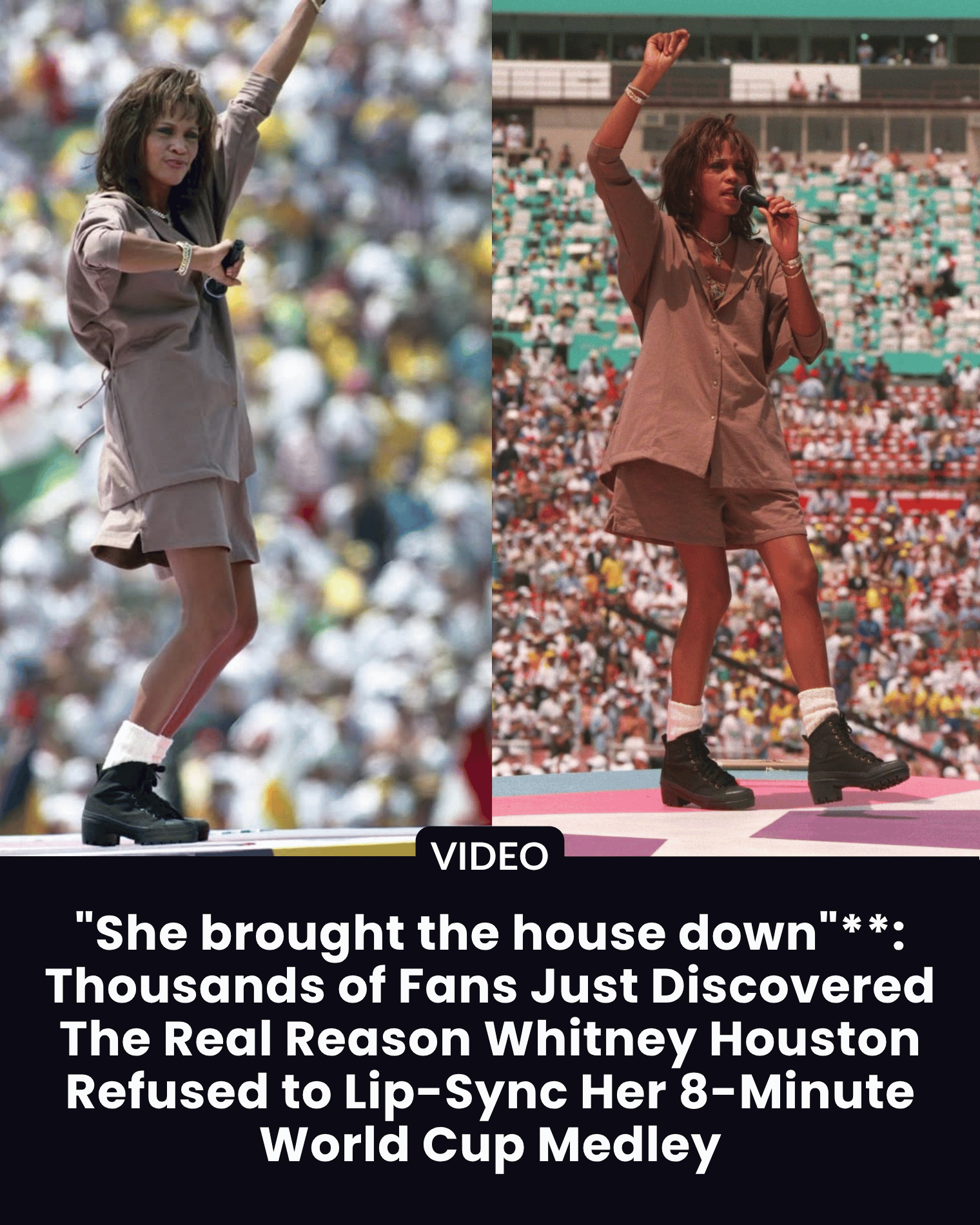 “She brought the house down”**: Thousands of Fans Just Discovered The Real Reason Whitney Houston Refused to Lip-Sync Her 8-Minute World Cup Medley