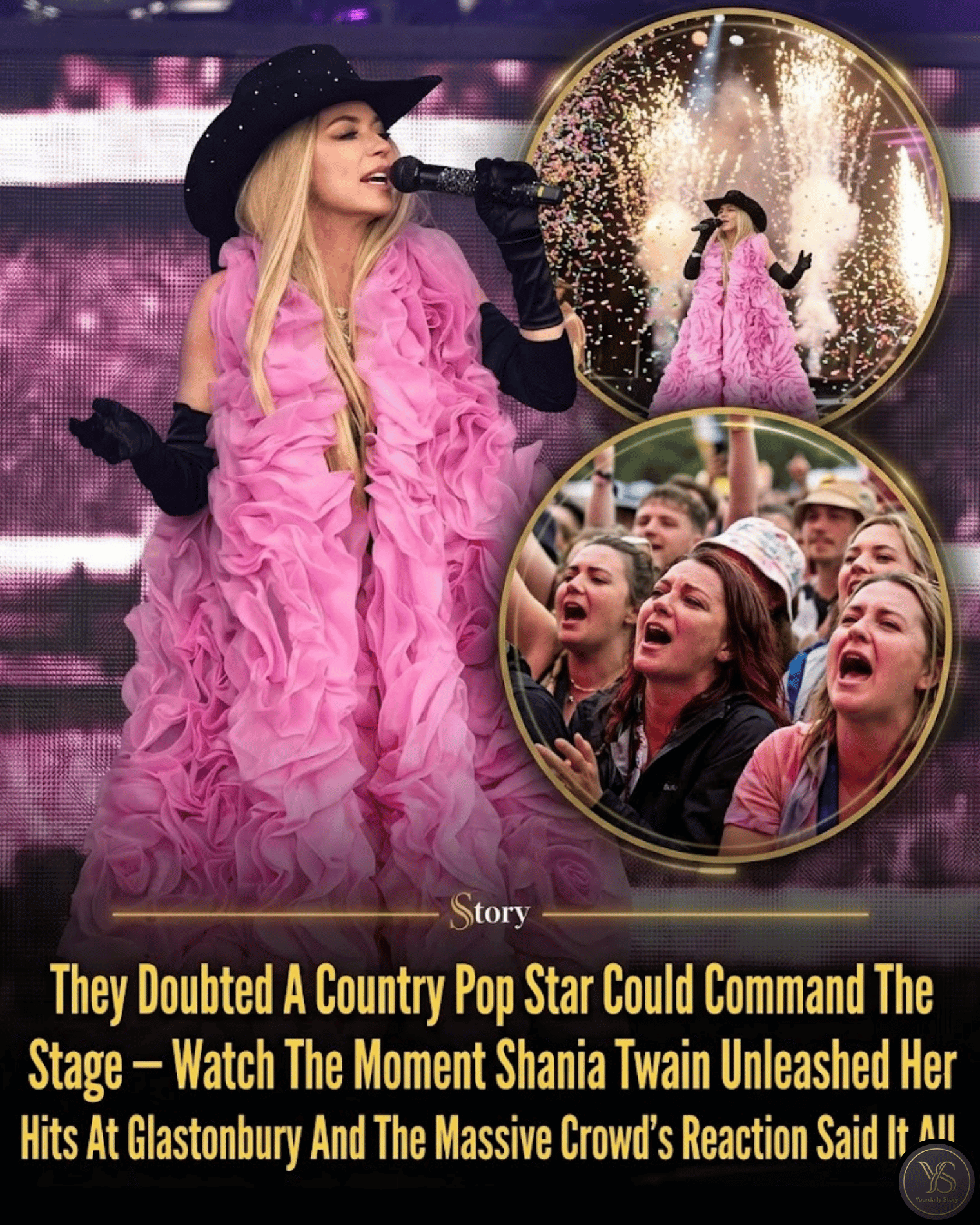 They Doubted A Country Pop Star Could Command The Stage — Watch The Moment Shania Twain Unleashed Her Hits At Glastonbury And The Massive Crowd’s Reaction Said It All.