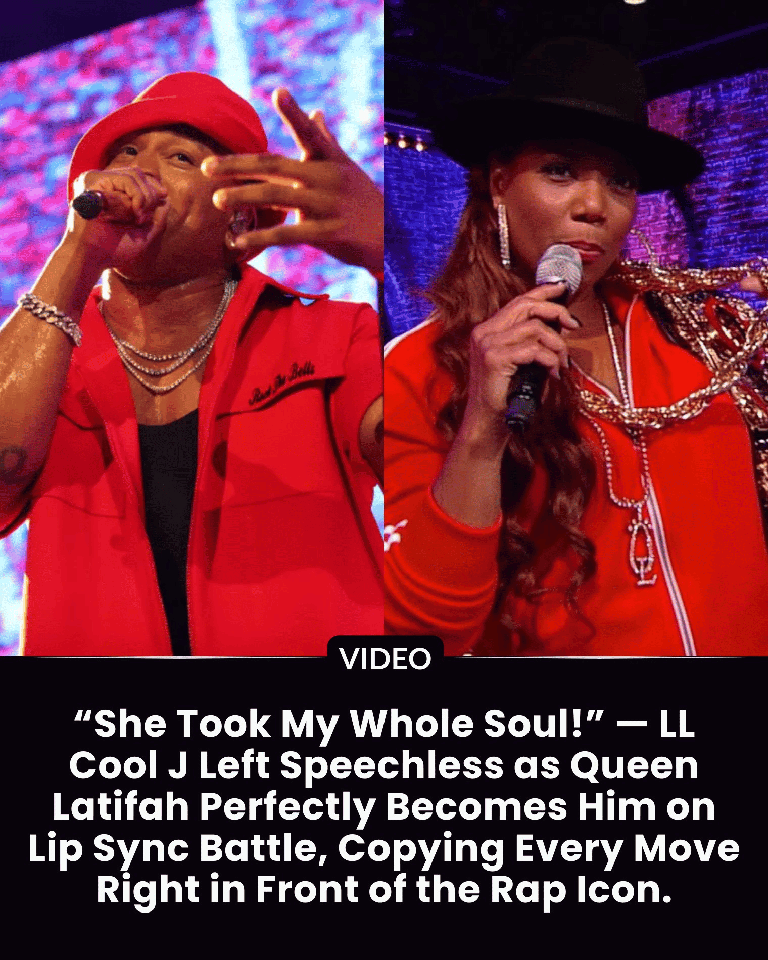 “She Took My Whole Soul!” — LL Cool J Left Speechless as Queen Latifah Perfectly Becomes Him on Lip Sync Battle, Copying Every Move Right in Front of the Rap Icon.