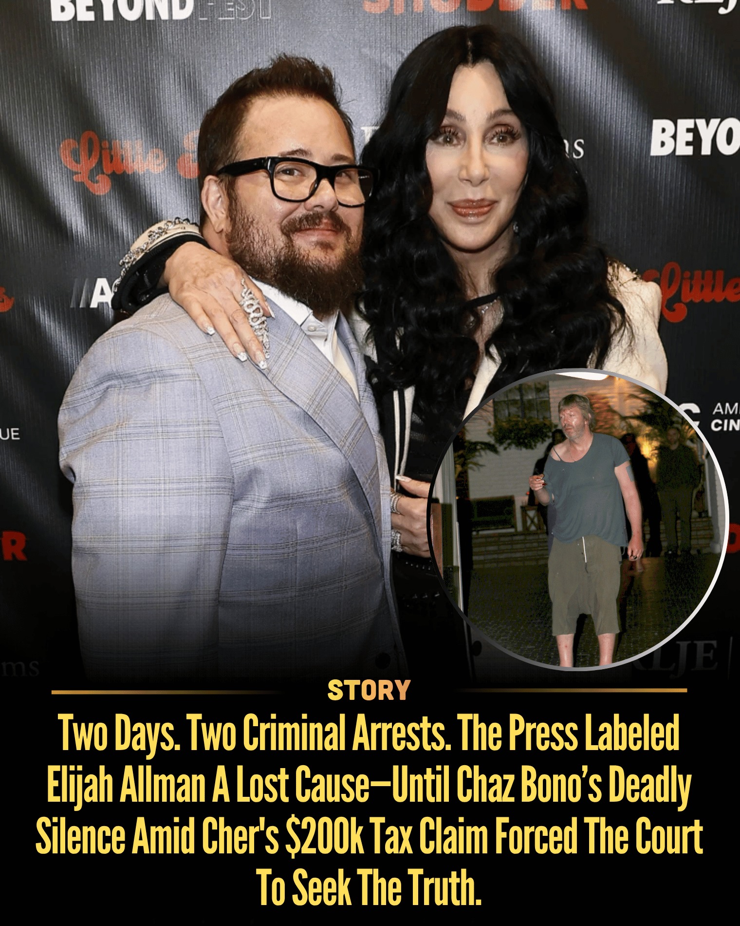 Two Days. Two Criminal Arrests. The Press Labeled Elijah Allman A Lost Cause—Until Chaz Bono’s Deadly Silence Amid Cher’s $200k Tax Claim Forced The Court To Seek The Truth.
