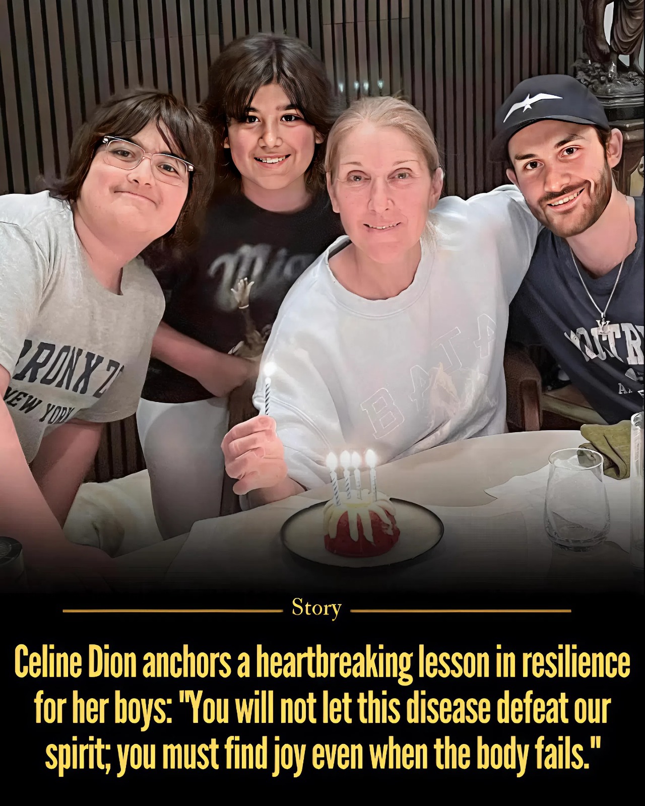 Celine Dion anchors a heartbreaking lesson in resilience for her boys: “You will not let this disease defeat our spirit; you must find joy even when the body fails.”