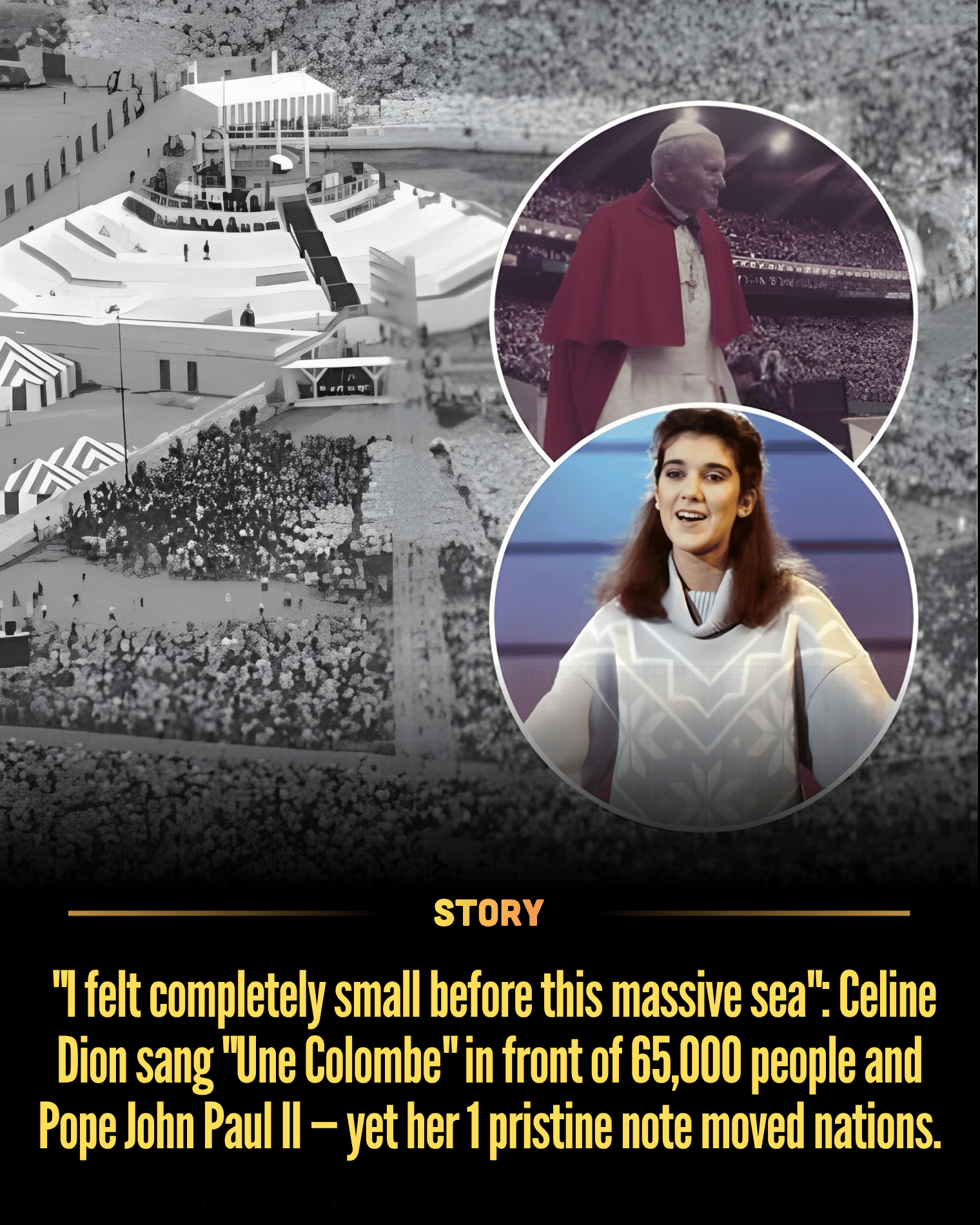 “I felt completely small before this massive sea”: Celine Dion sang “Une Colombe” in front of 65,000 people and Pope John Paul II — yet her 1 pristine note moved nations.