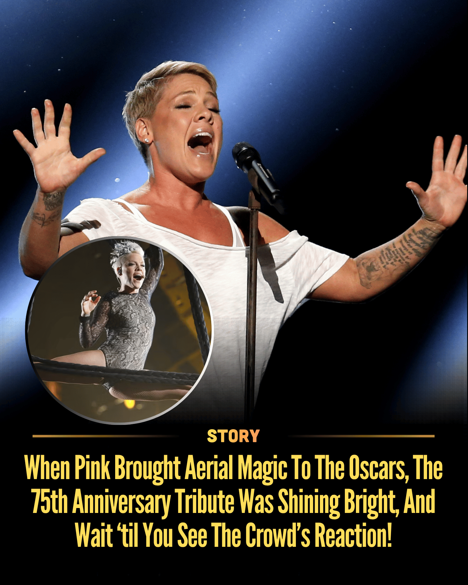 When Pink Brought Aerial Magic To The Oscars, The 75th Anniversary Tribute Was Shining Bright, And Wait ‘til You See The Crowd’s Reaction!