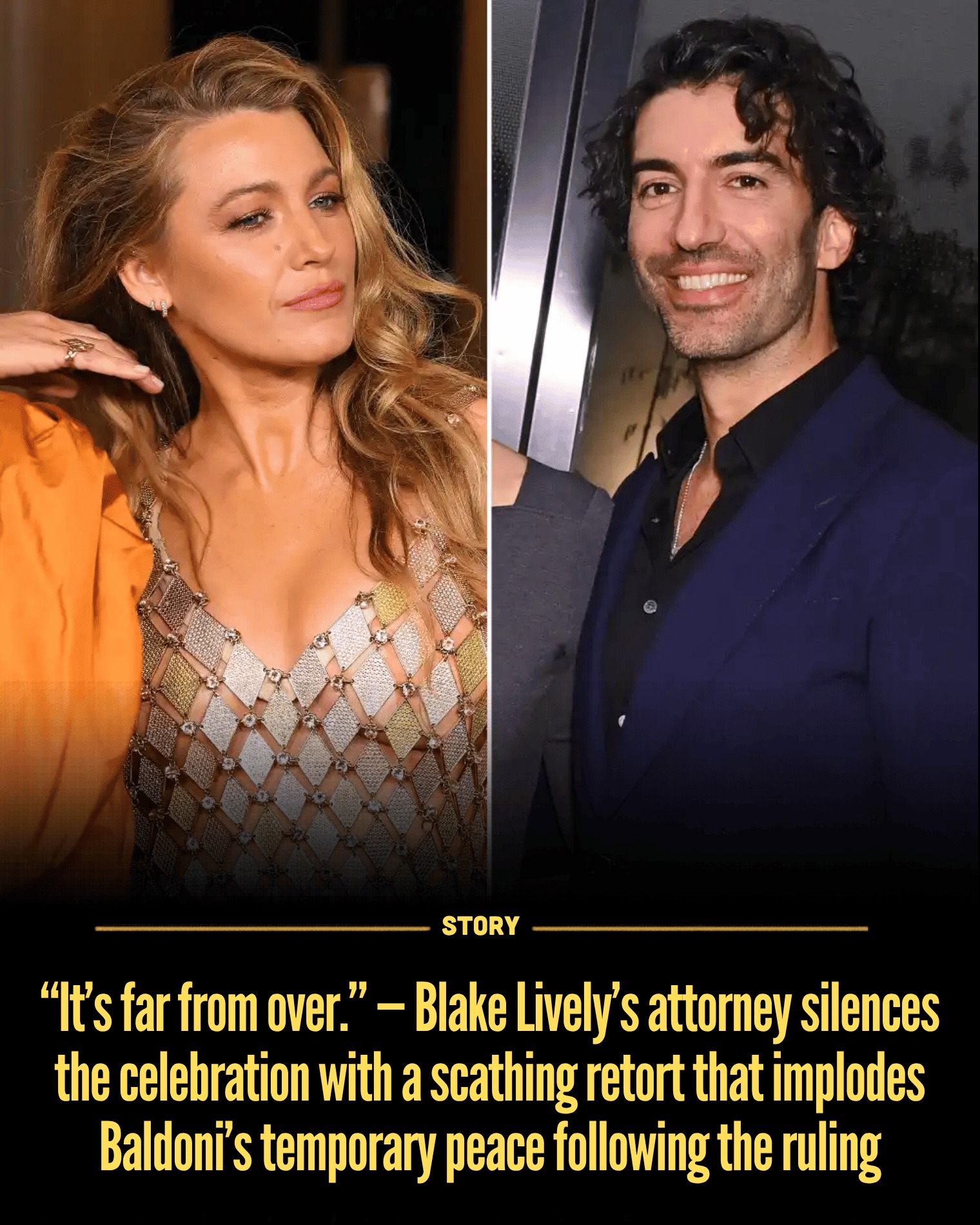 “It’s far from over.” — Blake Lively’s attorney silences the celebration with a scathing retort that implodes Baldoni’s temporary peace following the ruling