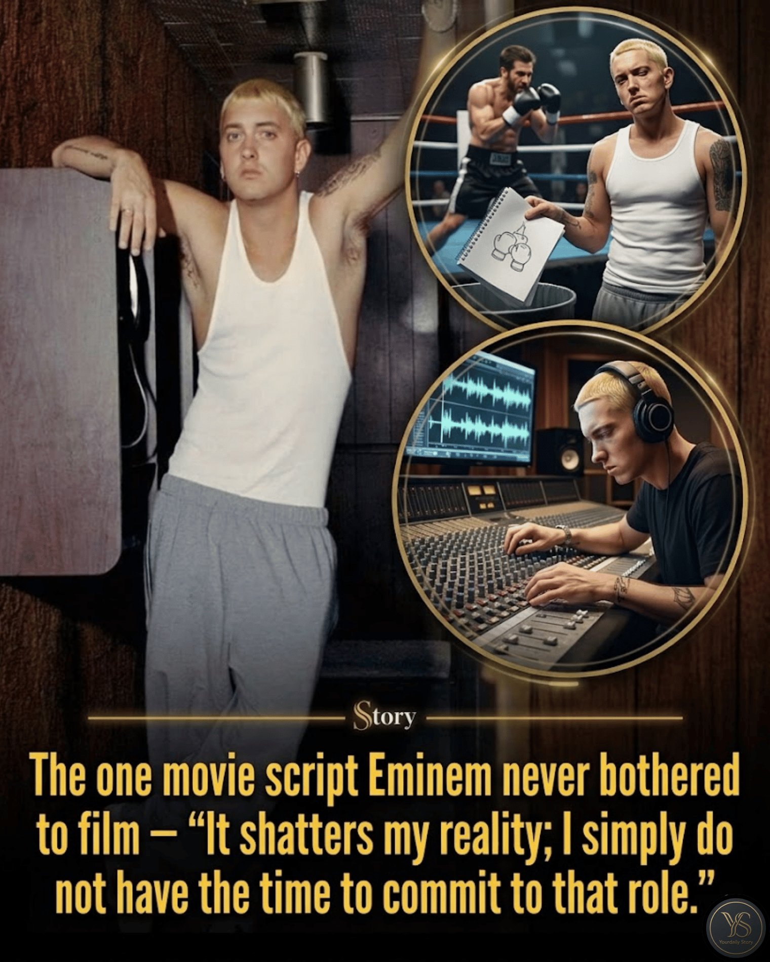 The one movie script Eminem never bothered to film — “It shatters my reality; I simply do not have the time to commit to that role.”