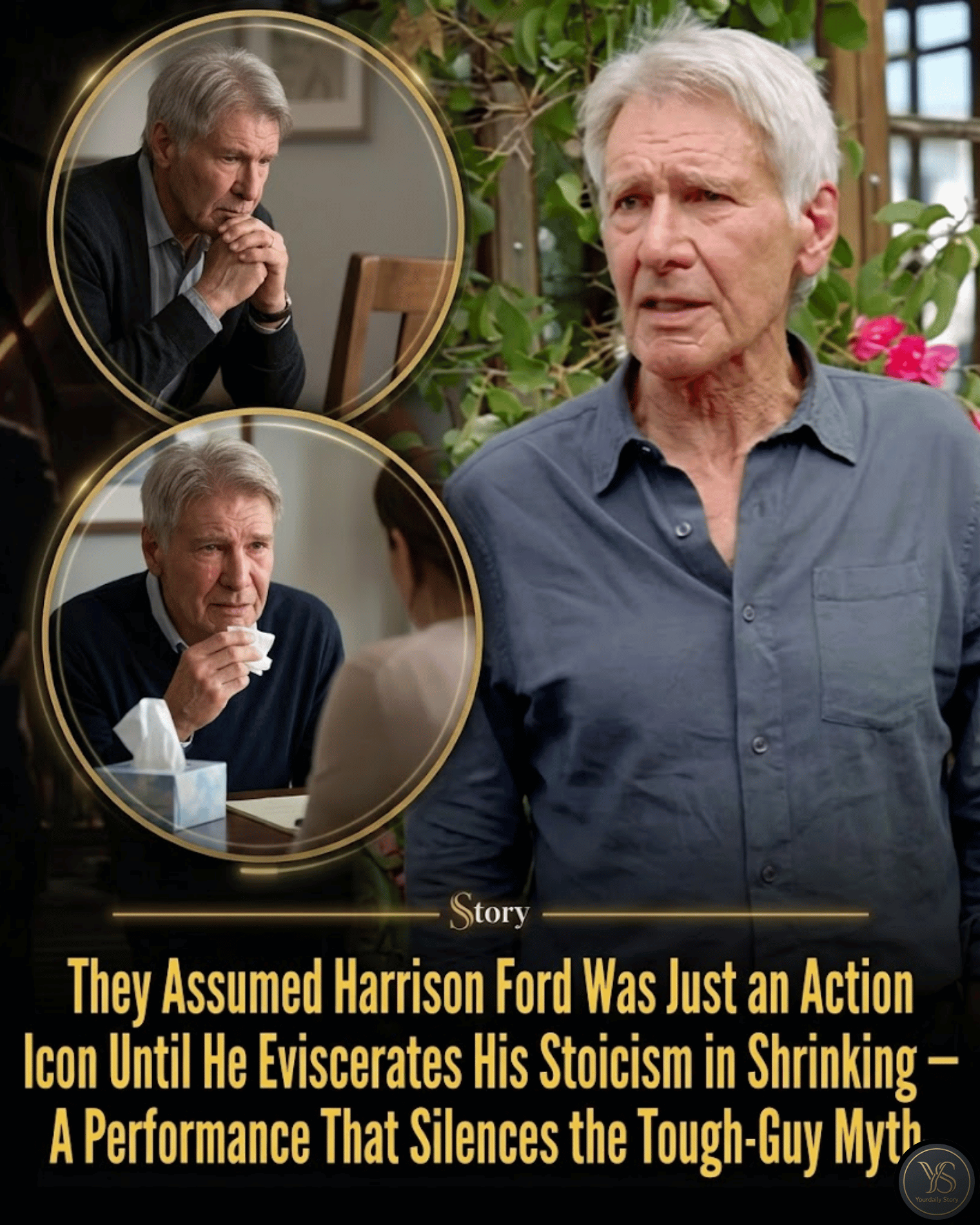 They Assumed Harrison Ford Was Just an Action Icon Until He Eviscerates His Stoicism in Shrinking — A Performance That Silences the Tough-Guy Myth.