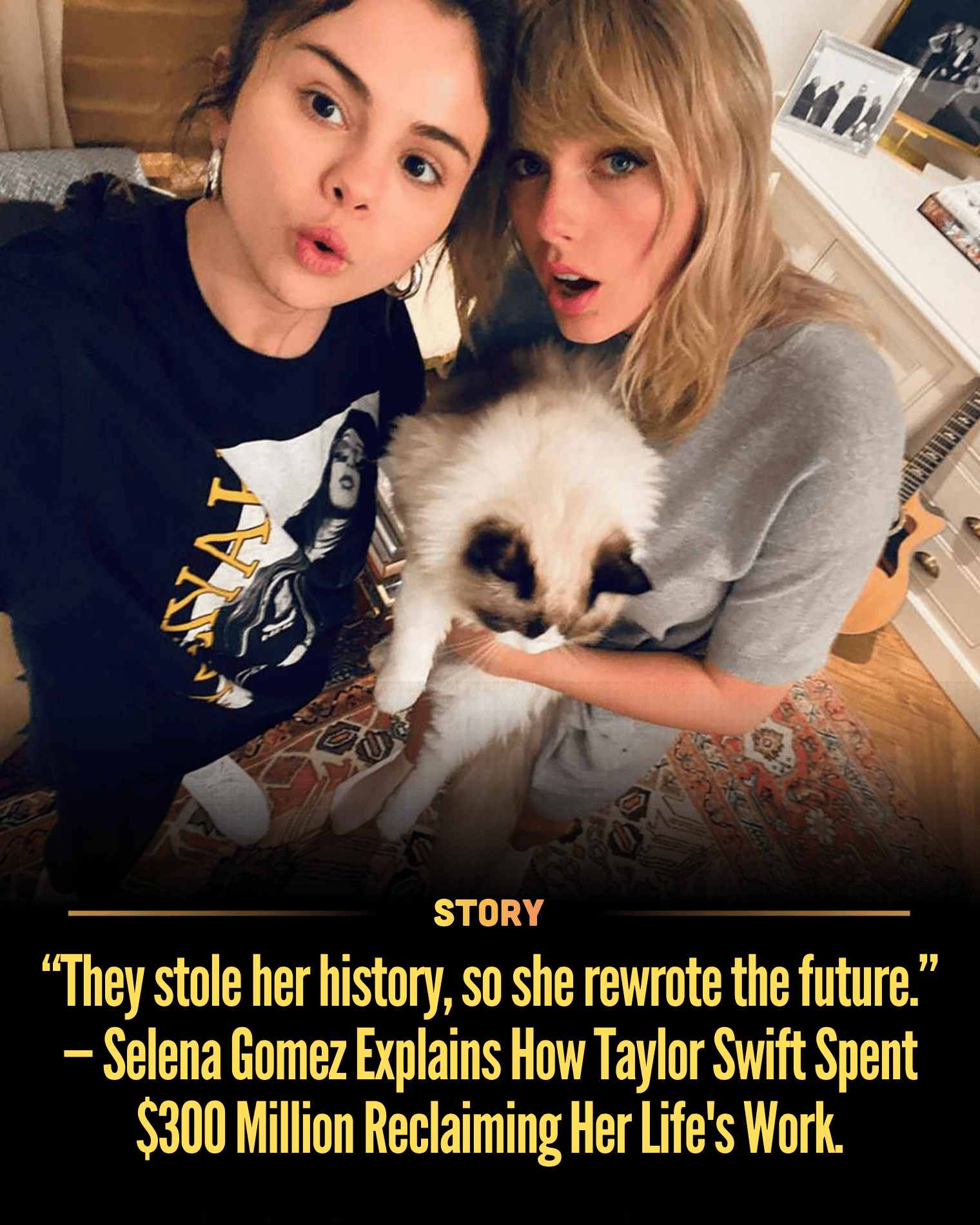 “They stole her history, so she rewrote the future.” — Selena Gomez Explains How Taylor Swift Spent $300 Million Reclaiming Her Life’s Work.
