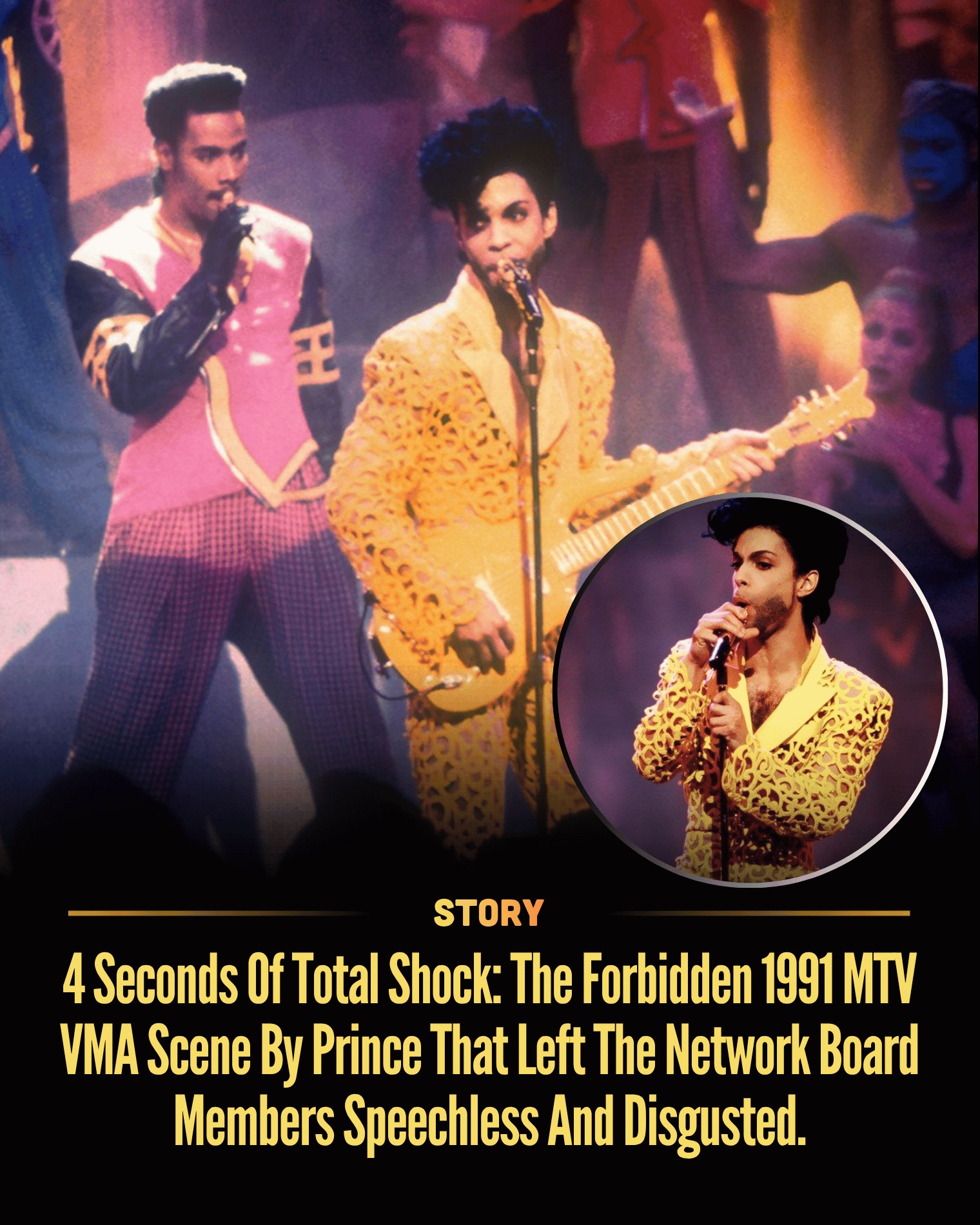 4 Seconds Of Total Shock: The Forbidden 1991 MTV VMA Scene By Prince That Left The Network Board Members Speechless And Disgusted.