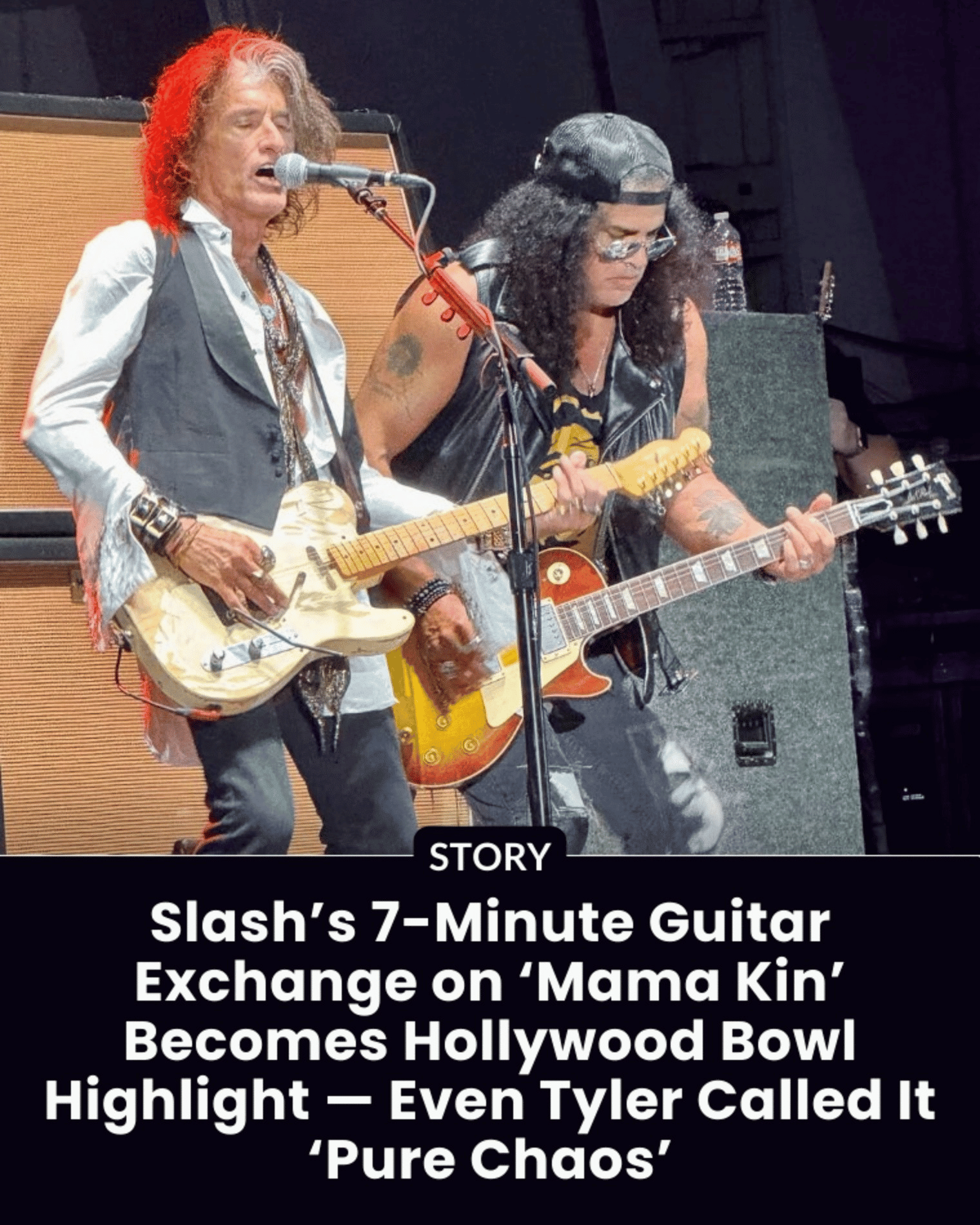 Slash’s 7-Minute Guitar Exchange on ‘Mama Kin’ Becomes Hollywood Bowl Highlight — Even Tyler Called It ‘Pure Chaos’