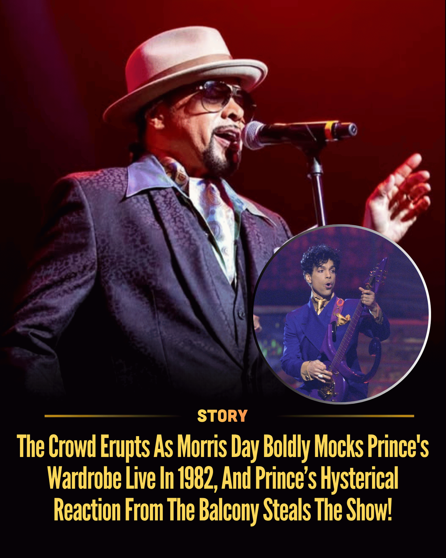 The Crowd Erupts As Morris Day Boldly Mocks Prince’s Wardrobe Live In 1982, And Prince’s Hysterical Reaction From The Balcony Steals The Show!