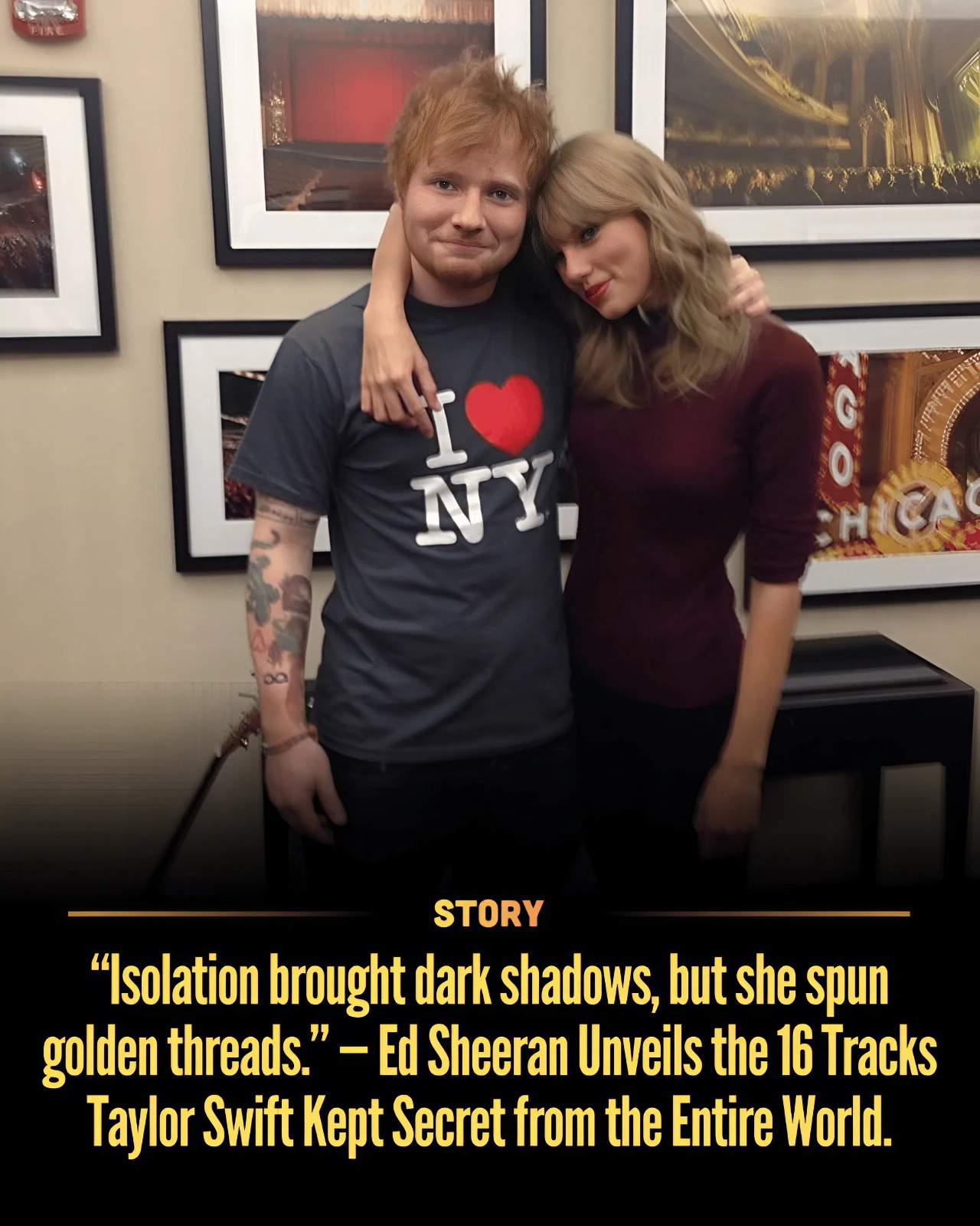 “Isolation brought dark shadows, but she spun golden threads.” — Ed Sheeran Unveils the 16 Tracks Taylor Swift Kept Secret from the Entire World.