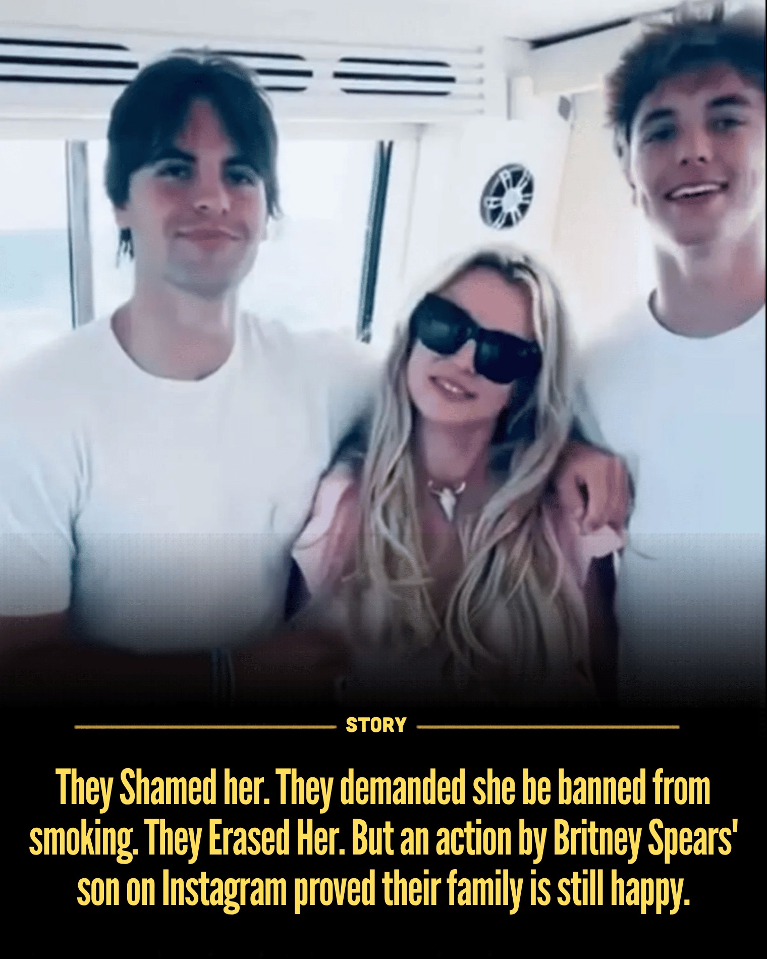 They Shamed her. They demanded she be banned from smoking. They Erased Her. But an action by Britney Spears’ son on Instagram proved their family is still happy.