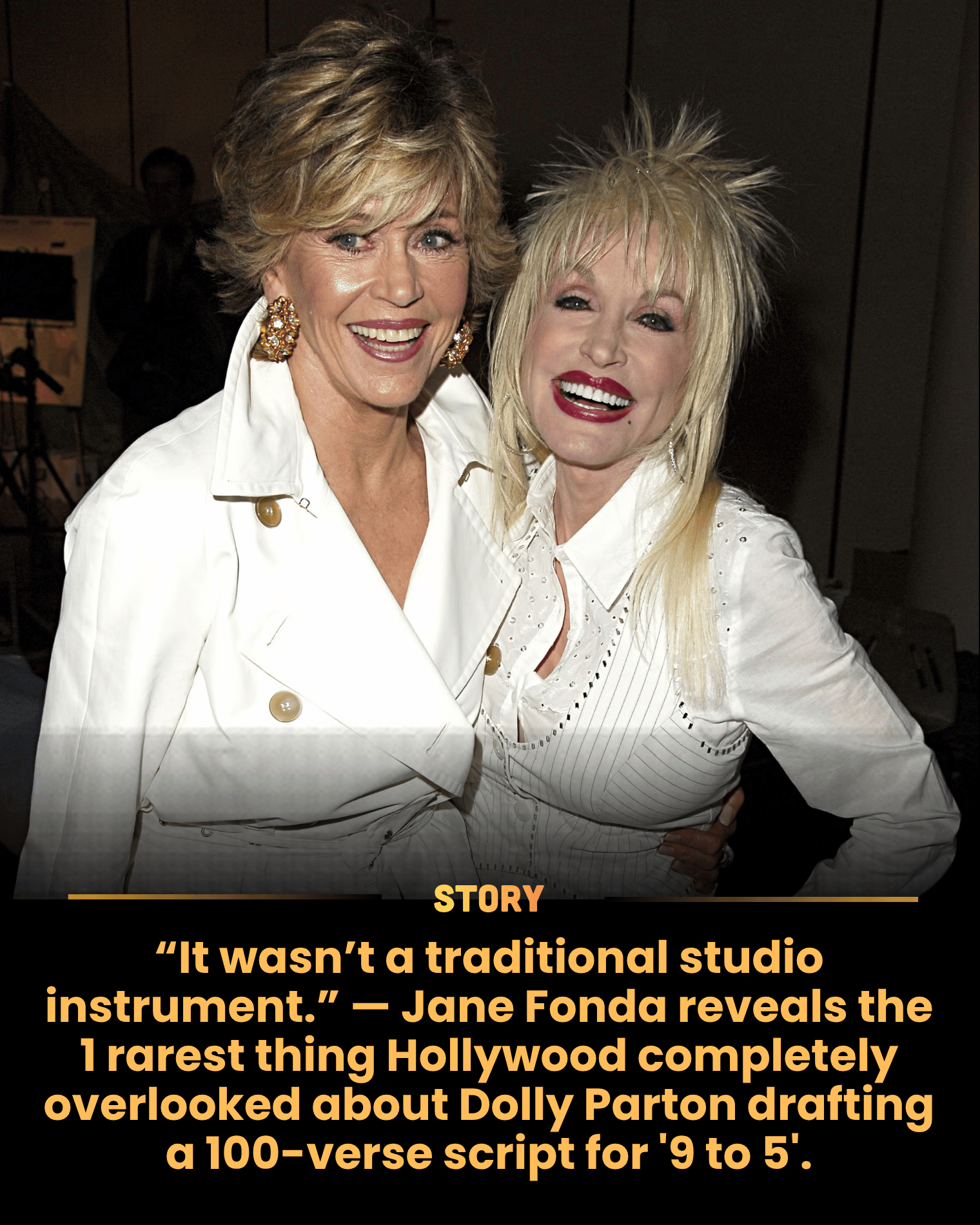 “It wasn’t a traditional studio instrument.” — Jane Fonda reveals the 1 rarest thing Hollywood completely overlooked about Dolly Parton drafting a 100-verse script for ‘9 to 5’.