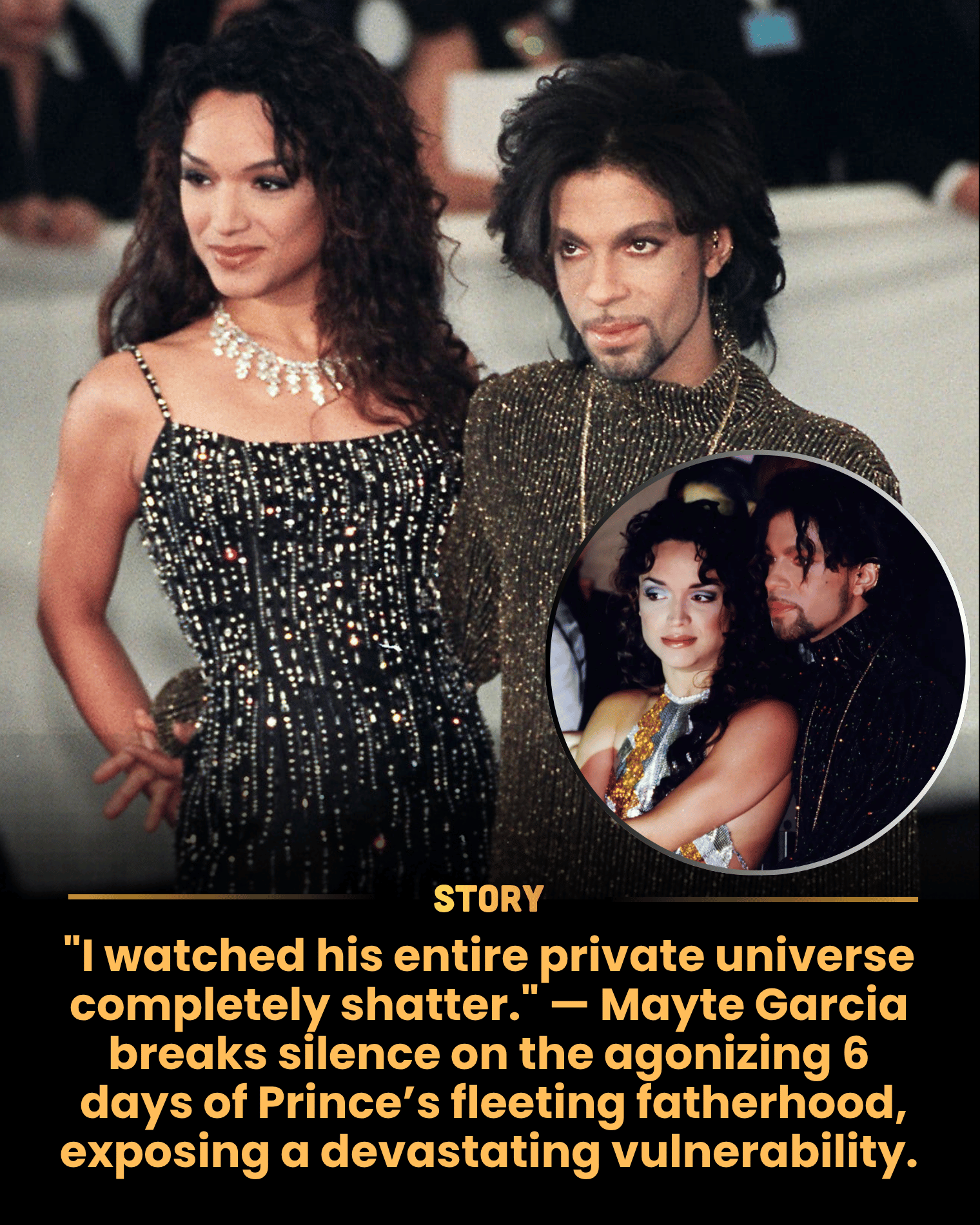 “I watched his entire private universe completely shatter.” — Mayte Garcia breaks silence on the agonizing 6 days of Prince’s fleeting fatherhood, exposing a devastating vulnerability.