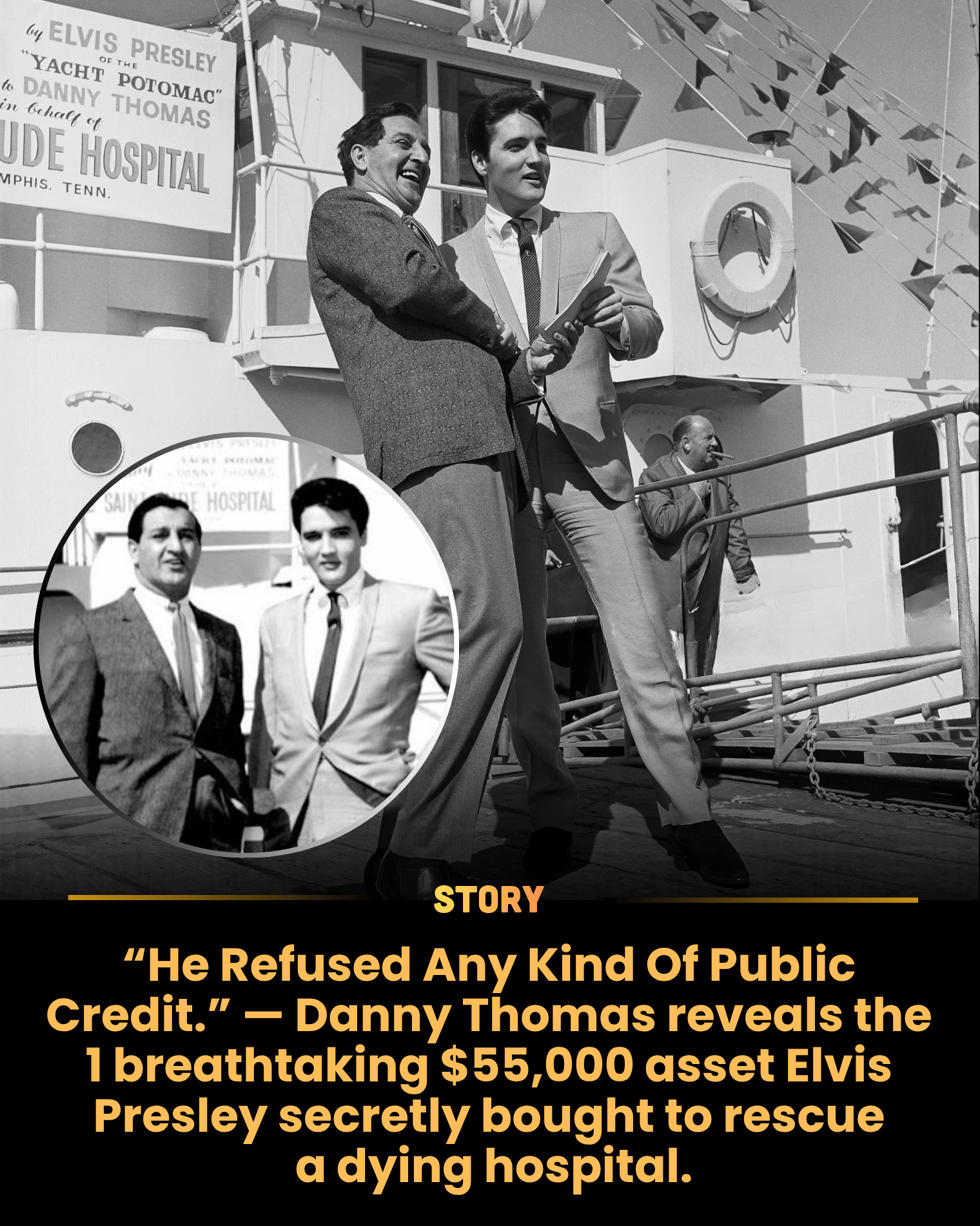 “He Refused Any Kind Of Public Credit.” — Danny Thomas reveals the 1 breathtaking $55,000 asset Elvis Presley secretly bought to rescue a dying hospital.