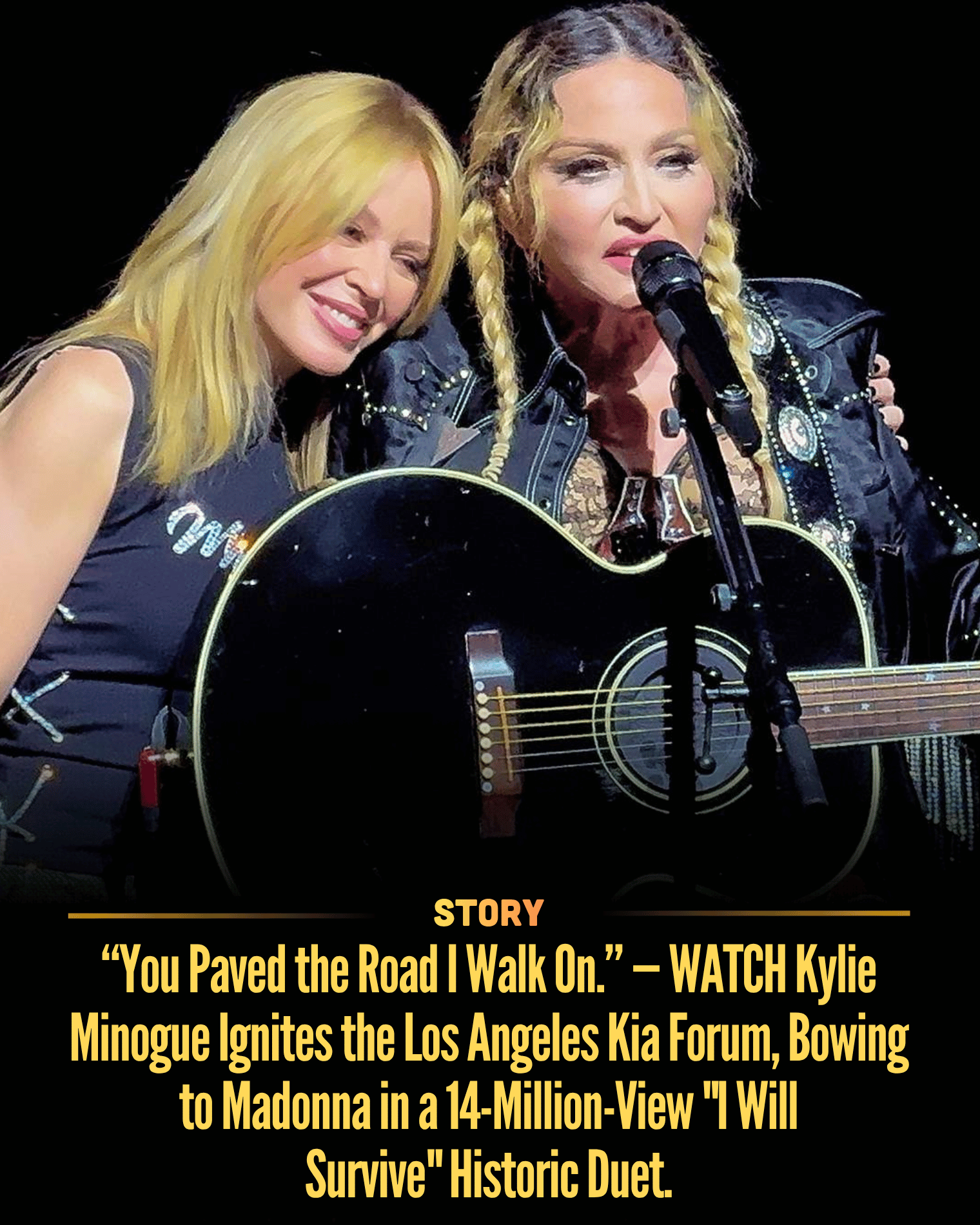 “You Paved the Road I Walk On.” — WATCH Kylie Minogue Ignites the Los Angeles Kia Forum, Bowing to Madonna in a 14-Million-View “I Will Survive” Historic Duet.