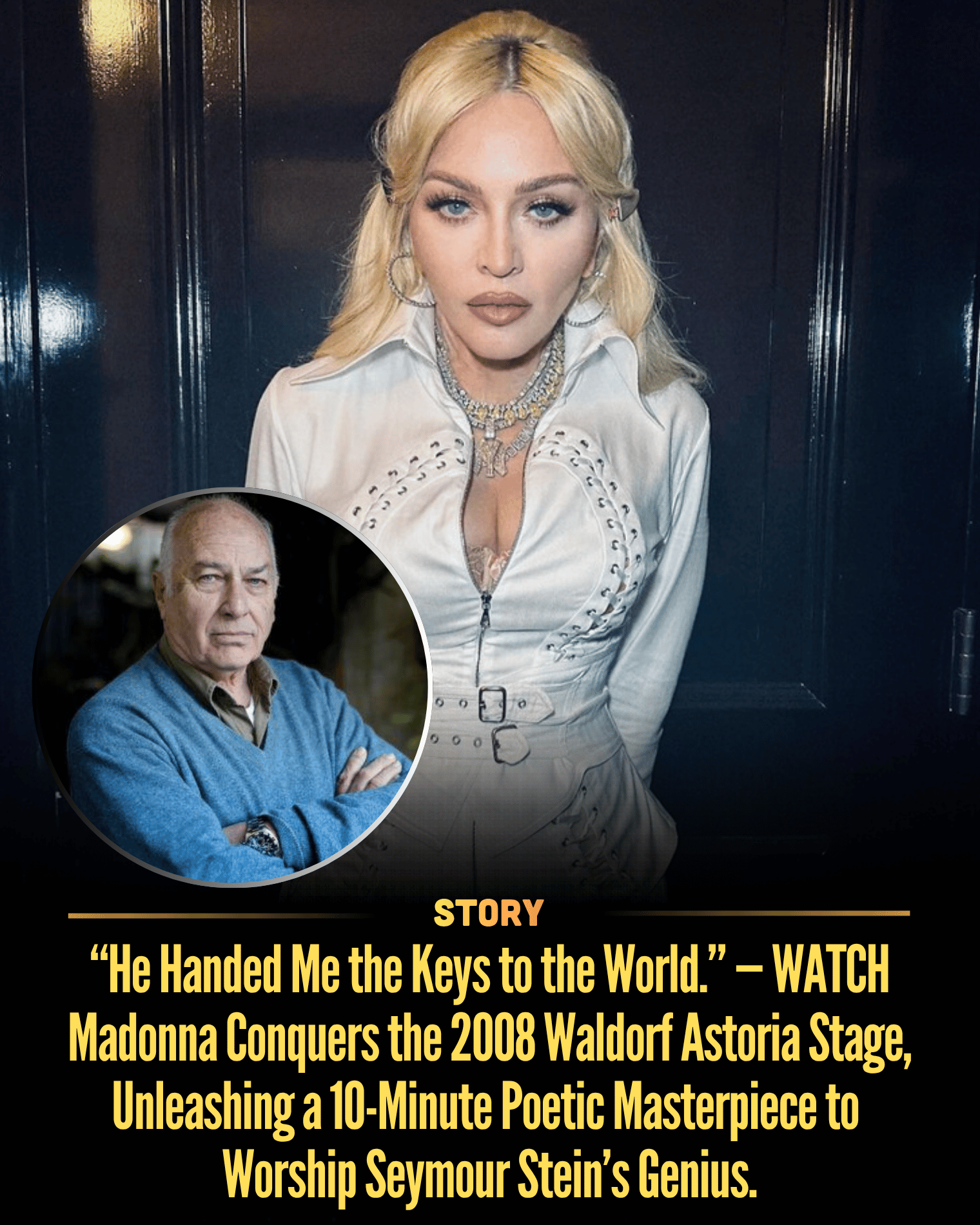 “He Handed Me the Keys to the World.” — WATCH Madonna Conquers the 2008 Waldorf Astoria Stage, Unleashing a 10-Minute Poetic Masterpiece to Worship Seymour Stein’s Genius.