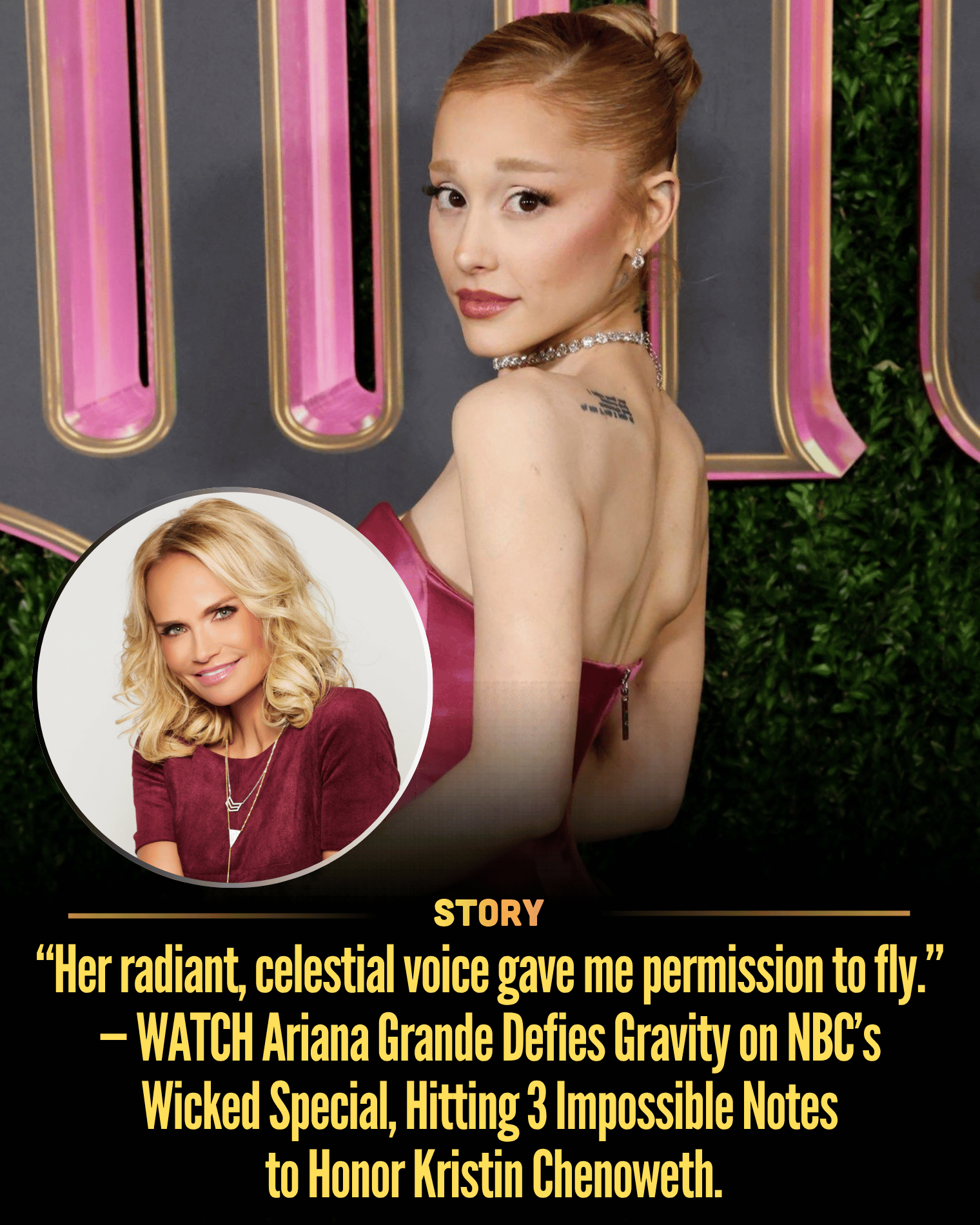 “Her radiant, celestial voice gave me permission to fly.” — WATCH Ariana Grande Defies Gravity on NBC’s Wicked Special, Hitting 3 Impossible Notes to Honor Kristin Chenoweth.