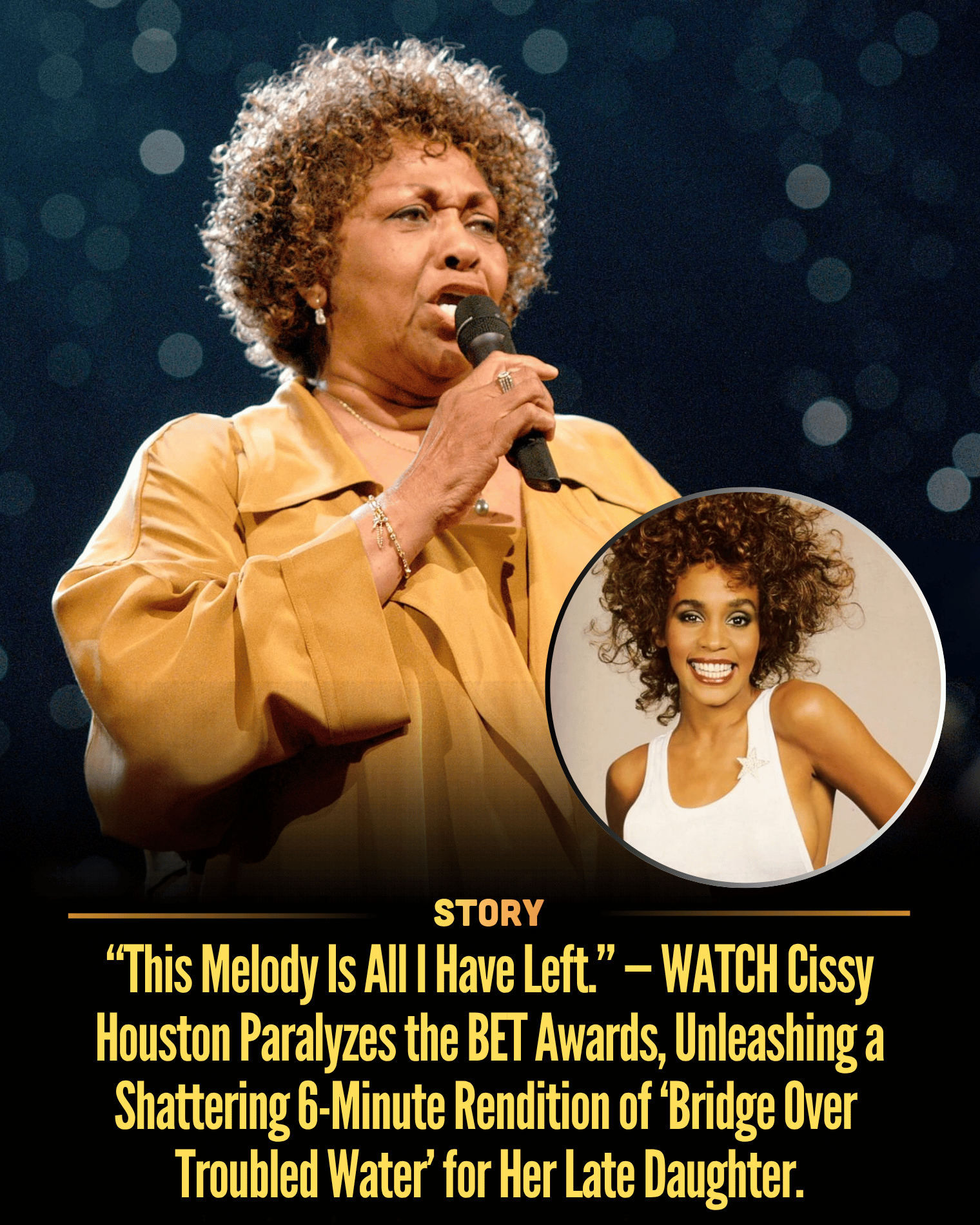 “This Melody Is All I Have Left.” — WATCH Cissy Houston Paralyzes the BET Awards, Unleashing a Shattering 6-Minute Rendition of ‘Bridge Over Troubled Water’ for Her Late Daughter.