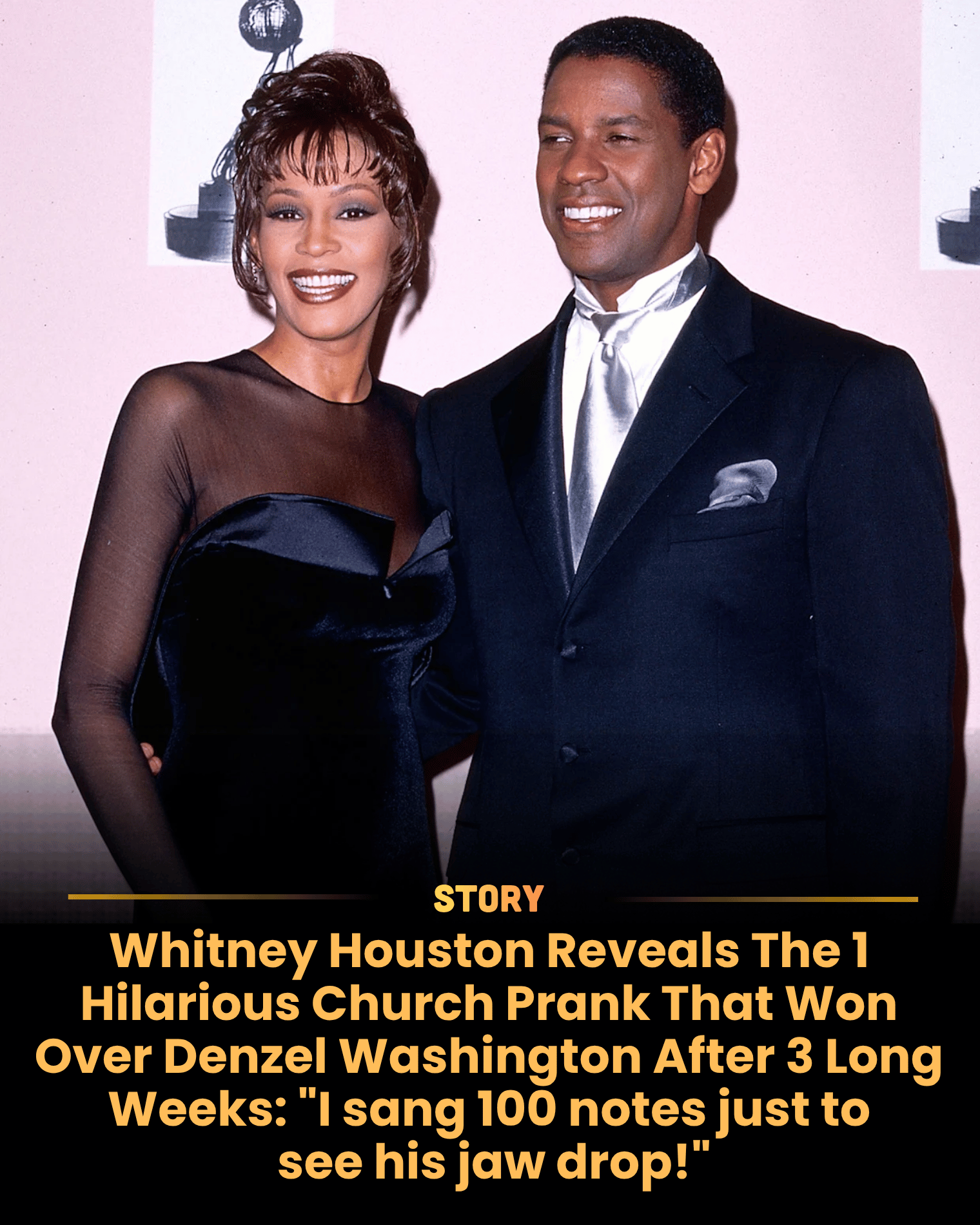 Whitney Houston Reveals The 1 Hilarious Church Prank That Won Over Denzel Washington After 3 Long Weeks: “I sang 100 notes just to see his jaw drop!”