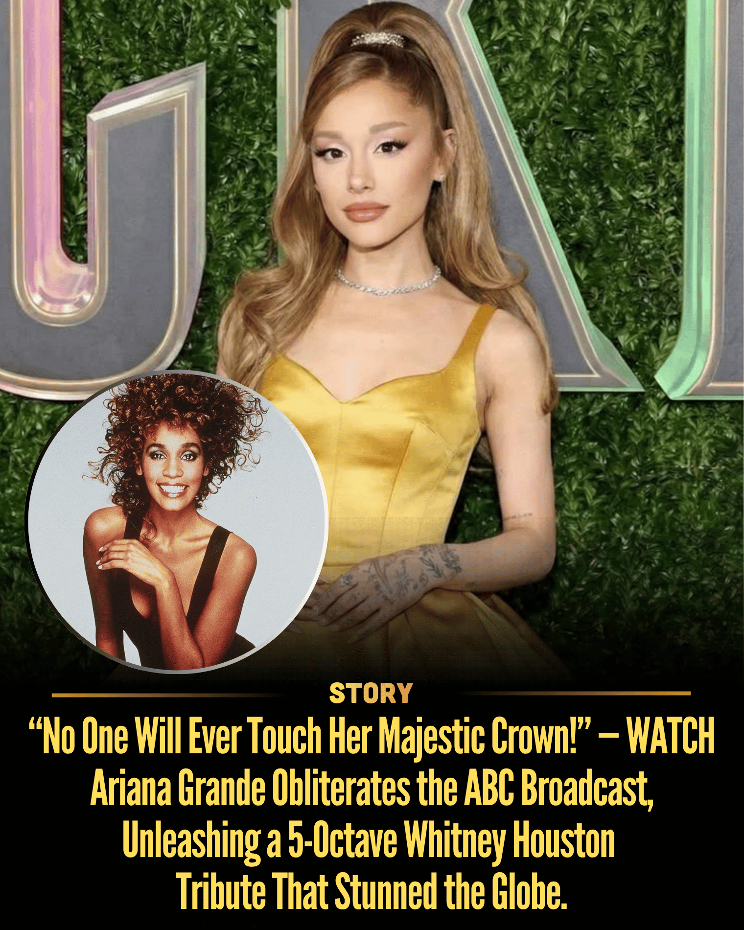 “No One Will Ever Touch Her Majestic Crown!” — WATCH Ariana Grande Obliterates the ABC Broadcast, Unleashing a 5-Octave Whitney Houston Tribute That Stunned the Globe.
