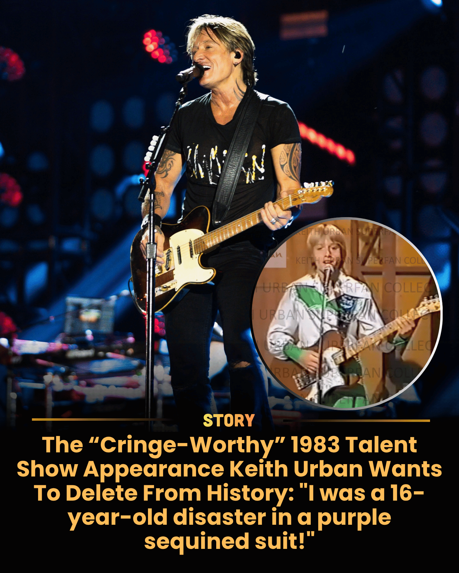 The “Cringe-Worthy” 1983 Talent Show Appearance Keith Urban Wants To Delete From History: “I was a 16-year-old disaster in a purple sequined suit!”