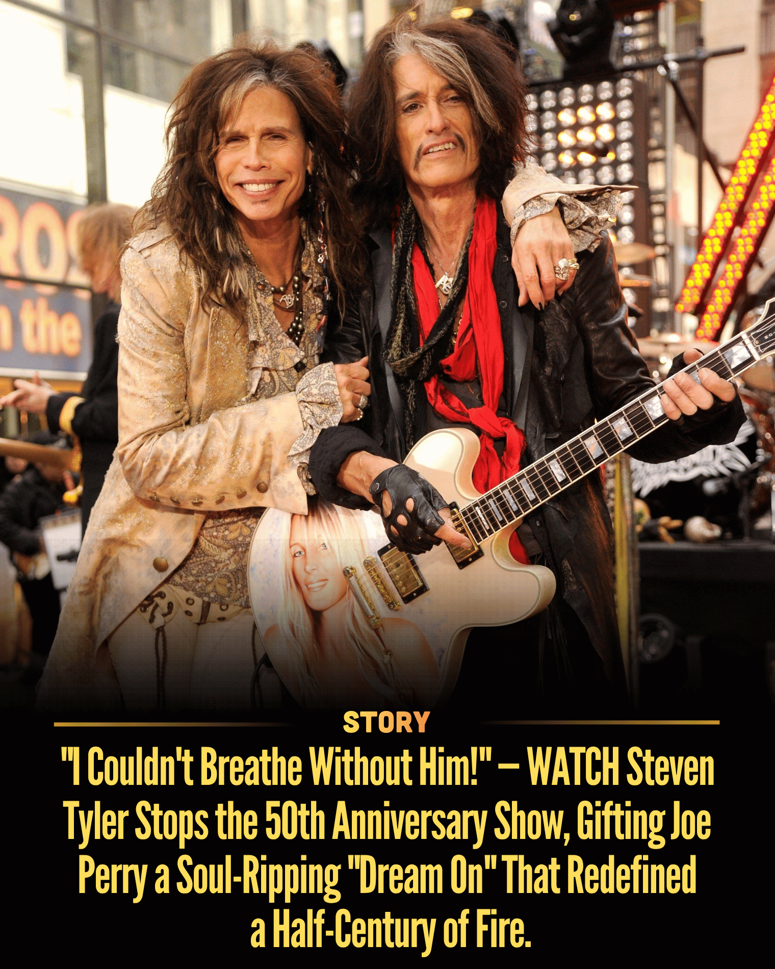 “I Couldn’t Breathe Without Him!” — WATCH Steven Tyler Stops the 50th Anniversary Show, Gifting Joe Perry a Soul-Ripping “Dream On” That Redefined a Half-Century of Fire.
