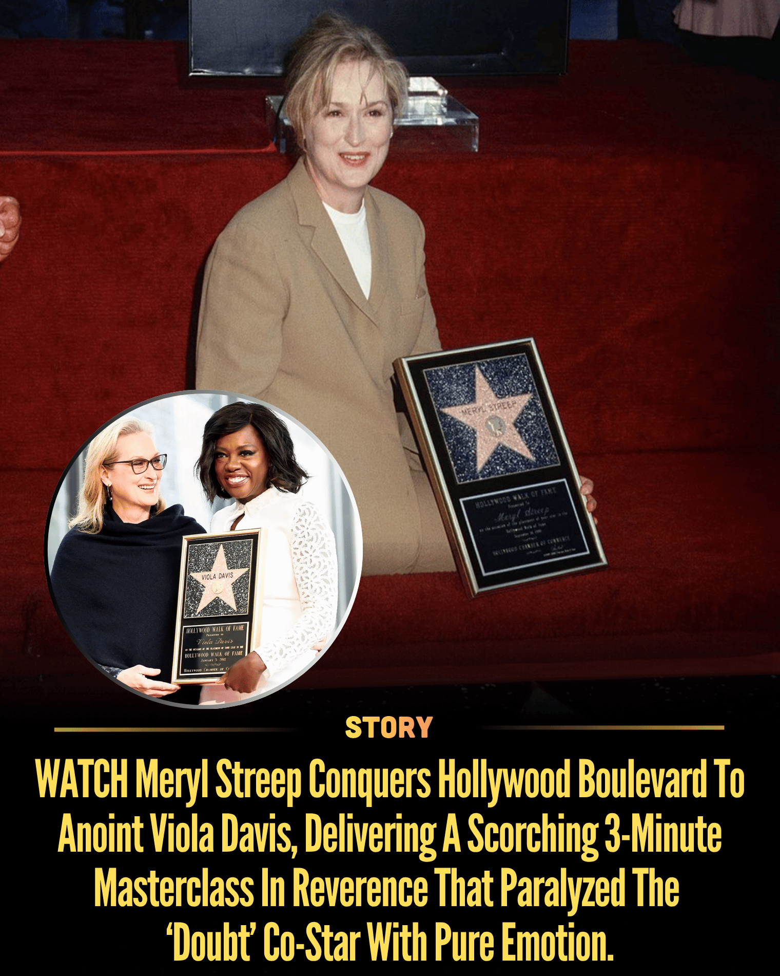 WATCH Meryl Streep Conquers Hollywood Boulevard To Anoint Viola Davis, Delivering A Scorching 3-Minute Masterclass In Reverence That Paralyzed The ‘Doubt’ Co-Star With Pure Emotion.