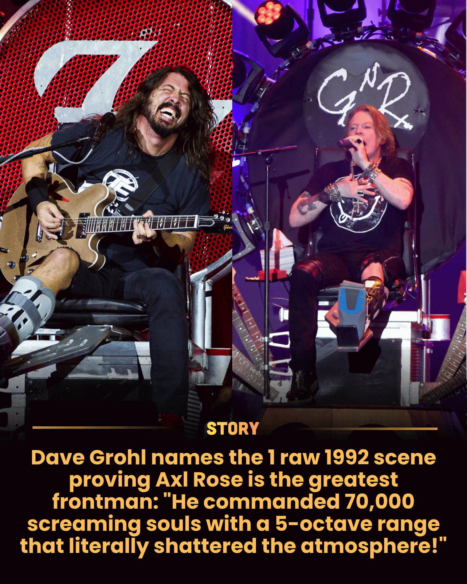 Dave Grohl names the 1 raw 1992 scene proving Axl Rose is the greatest frontman: “He commanded 70,000 screaming souls with a 5-octave range that literally shattered the atmosphere!”