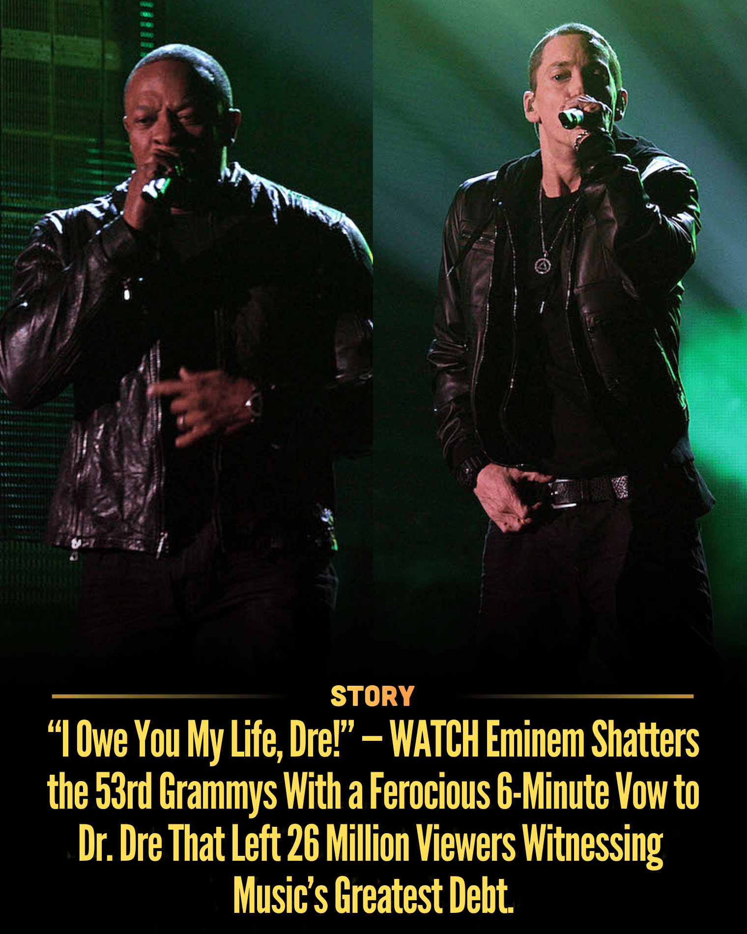 “I Owe You My Life, Dre!” — WATCH Eminem Shatters the 53rd Grammys With a Ferocious 6-Minute Vow to Dr. Dre That Left 26 Million Viewers Witnessing Music’s Greatest Debt.