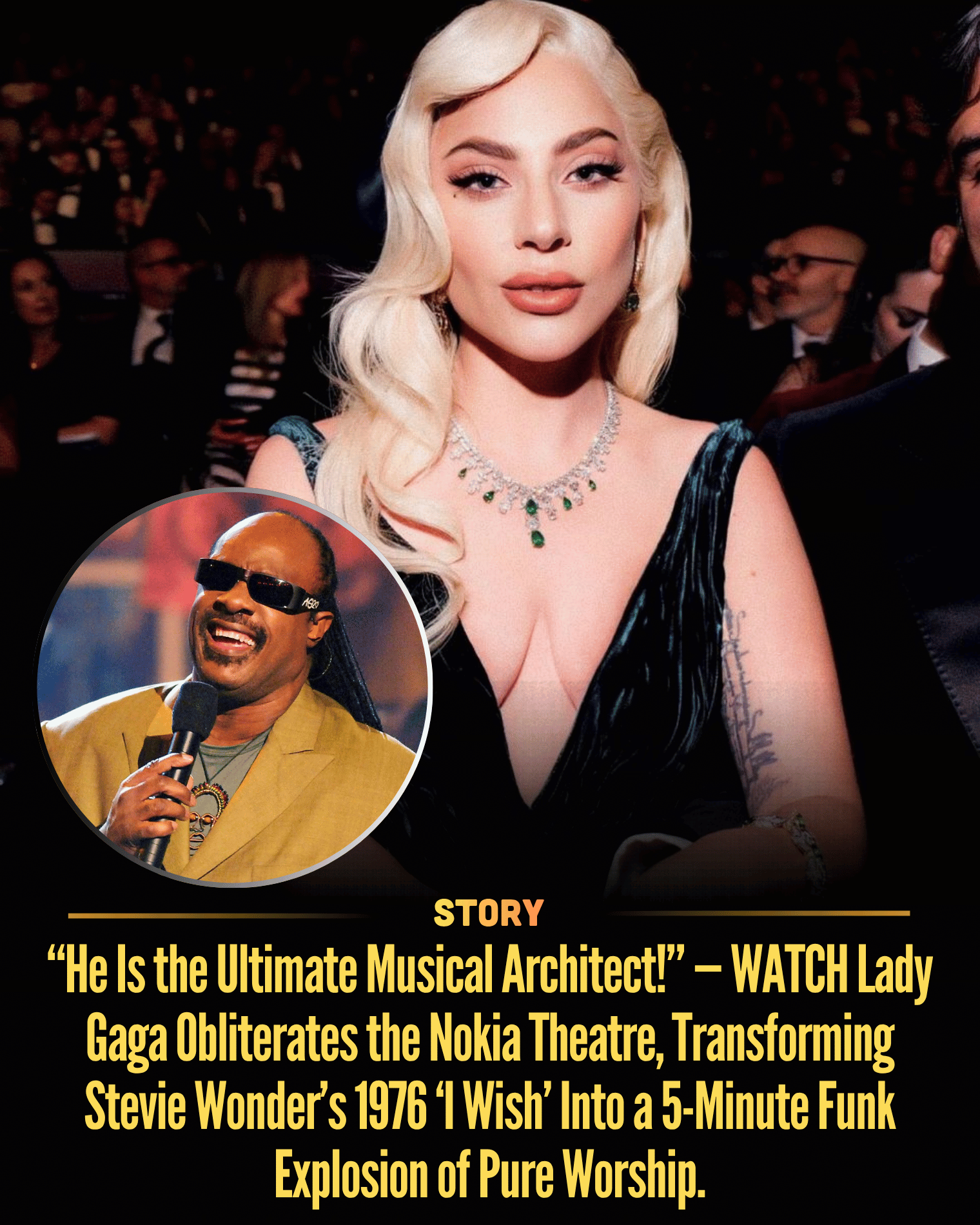 “He Is the Ultimate Musical Architect!” — WATCH Lady Gaga Obliterates the Nokia Theatre, Transforming Stevie Wonder’s 1976 ‘I Wish’ Into a 5-Minute Funk Explosion of Pure Worship.