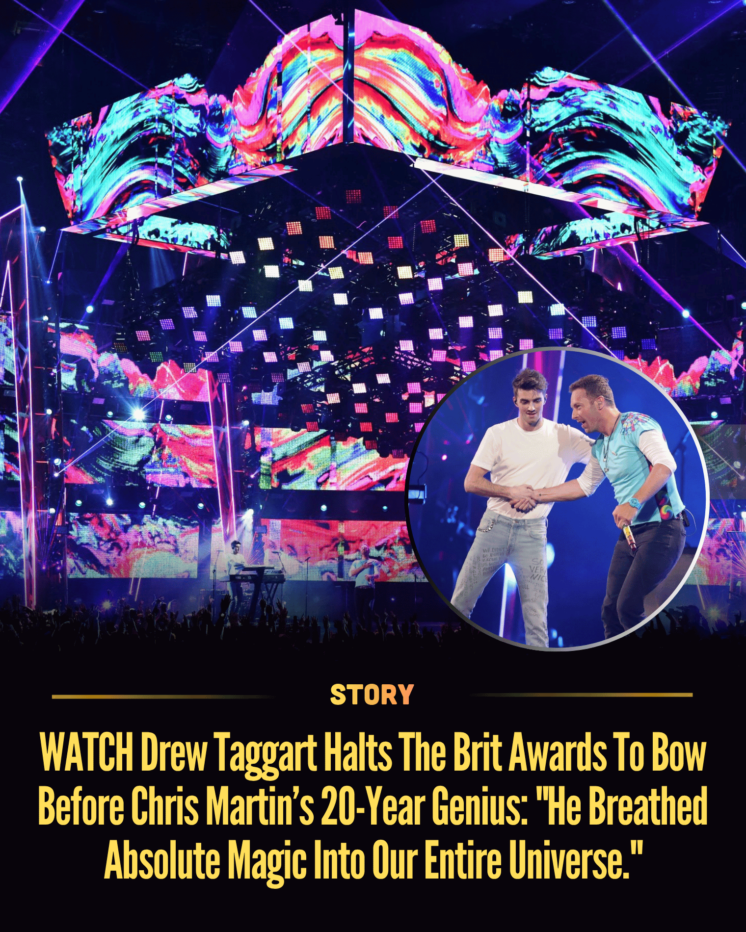 WATCH Drew Taggart Halts The Brit Awards To Bow Before Chris Martin’s 20-Year Genius: “He Breathed Absolute Magic Into Our Entire Universe.”