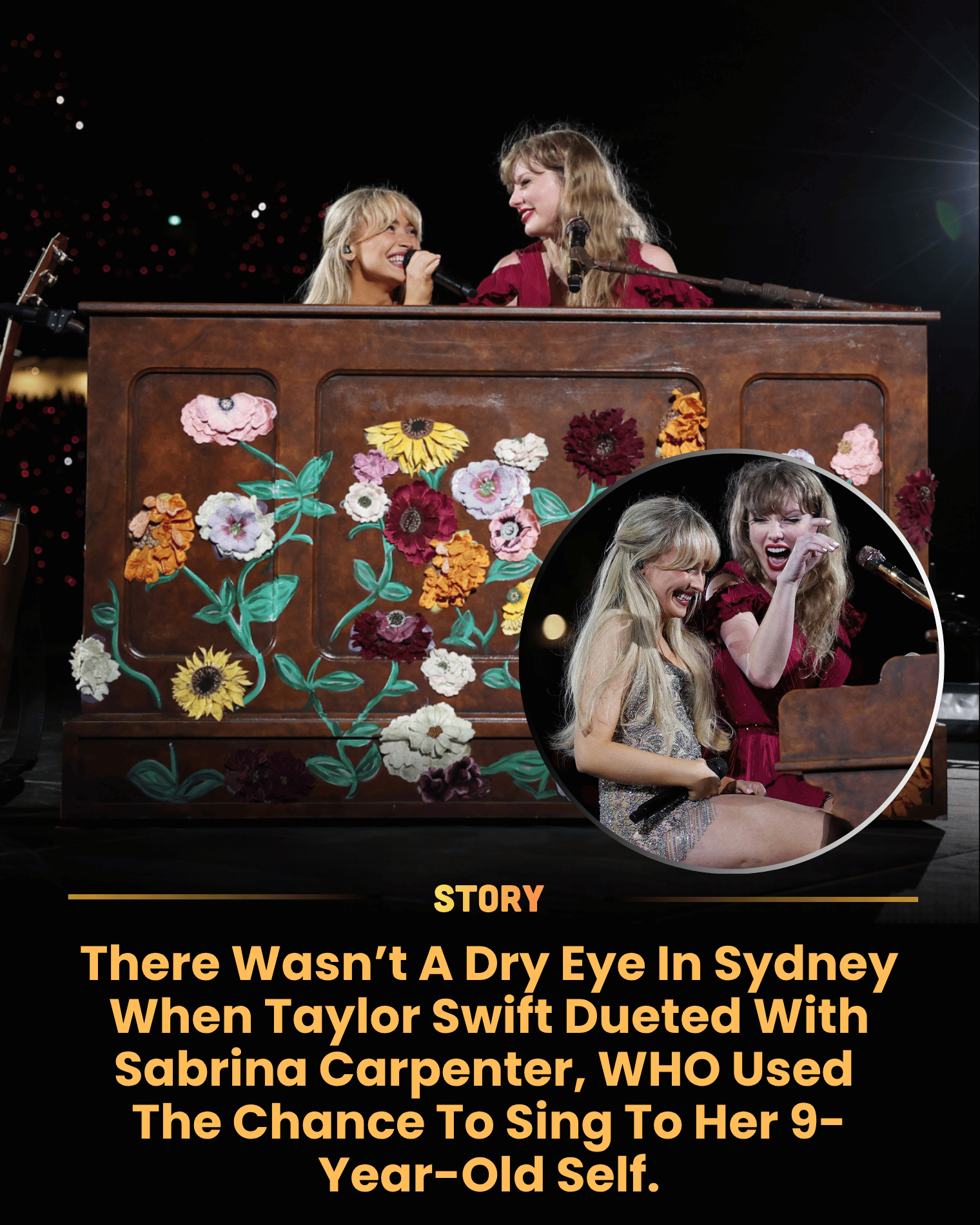 There Wasn’t A Dry Eye In Sydney When Taylor Swift Dueted With Sabrina Carpenter, WHO Used The Chance To Sing To Her 9-Year-Old Self.