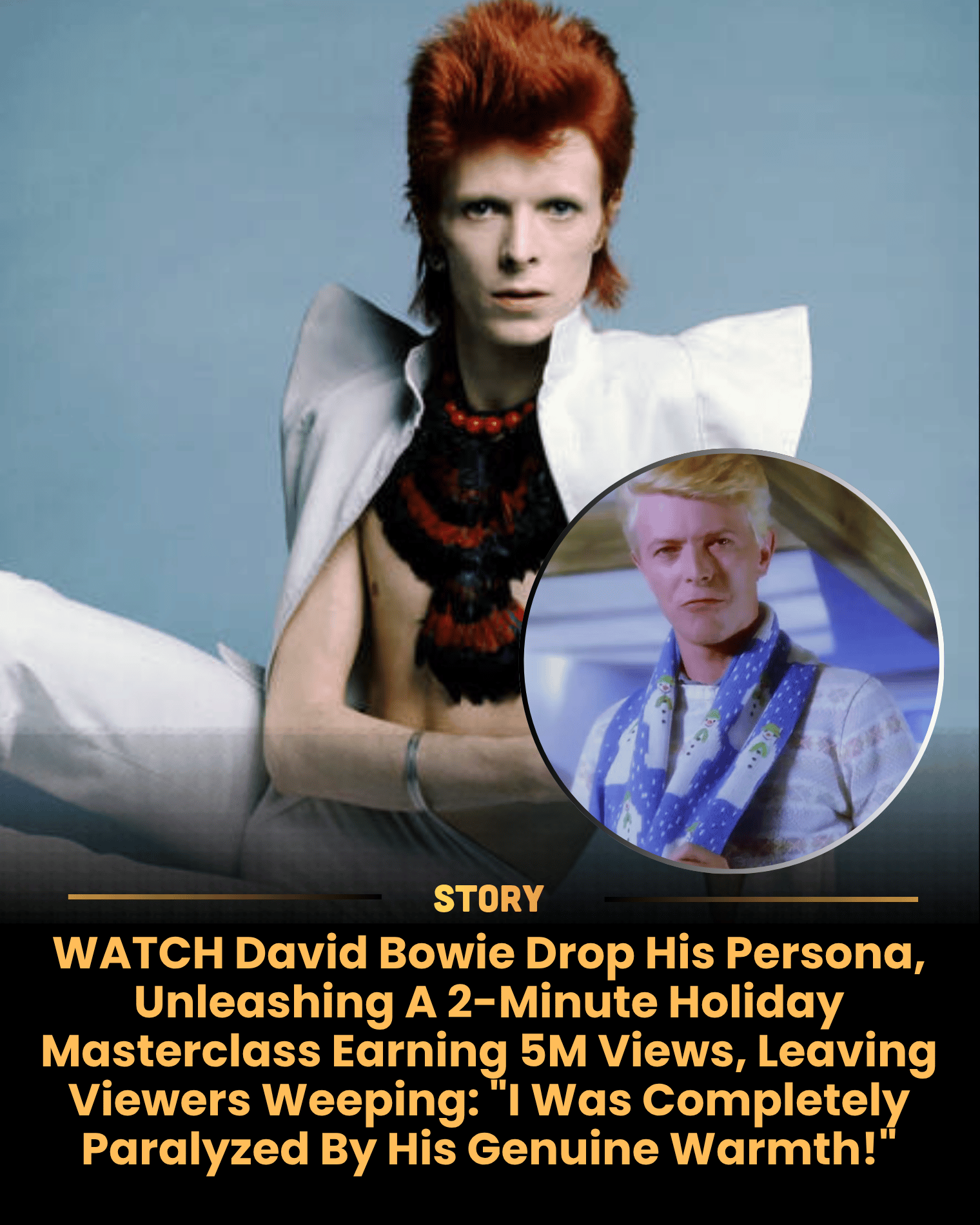 WATCH David Bowie Drop His Persona, Unleashing A 2-Minute Holiday Masterclass Earning 5M Views, Leaving Viewers Weeping: “I Was Completely Paralyzed By His Genuine Warmth!”