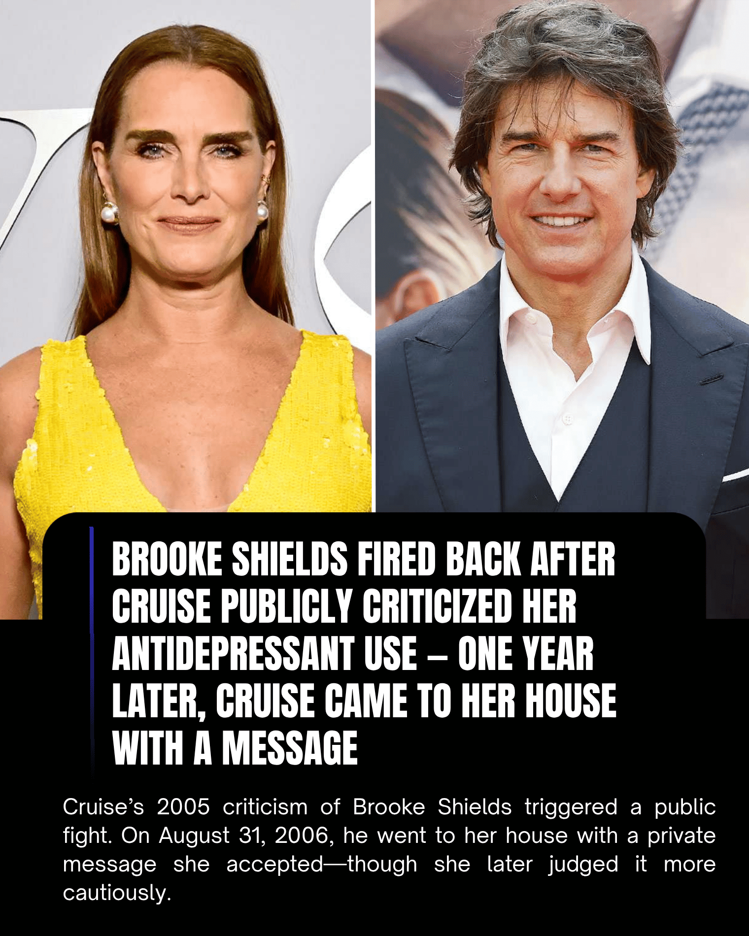Brooke Shields Fired Back After Cruise Publicly Criticized Her Antidepressant Use — One Year Later, Cruise Came to Her House With a Message