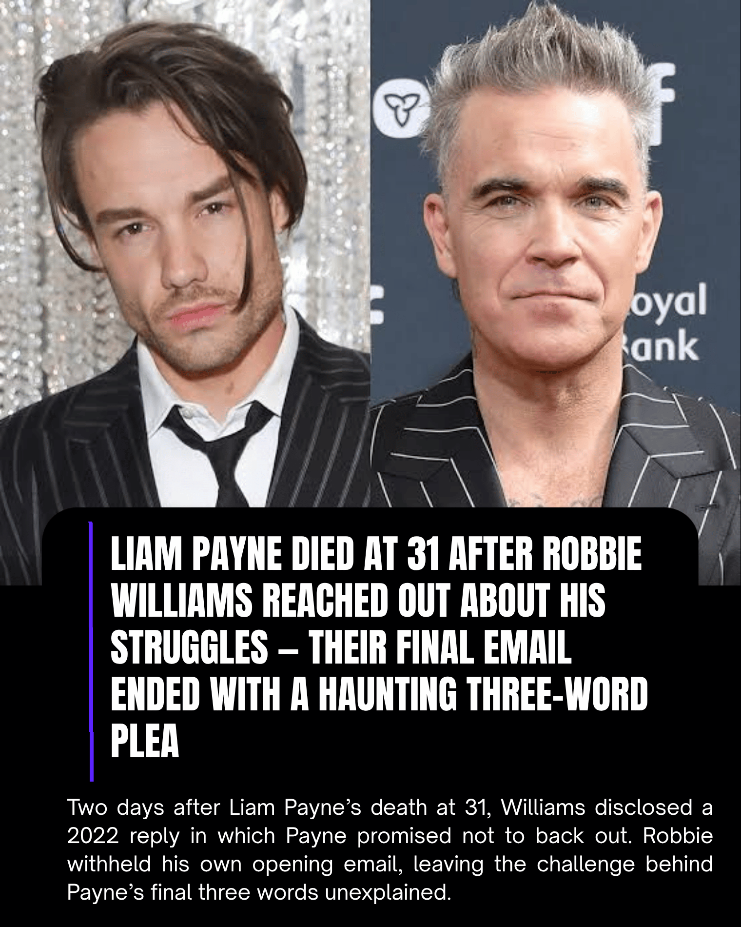 Liam Payne Died at 31 After Robbie Williams Reached Out About His Struggles — Their Final Email Ended With a Haunting Three-Word Plea.